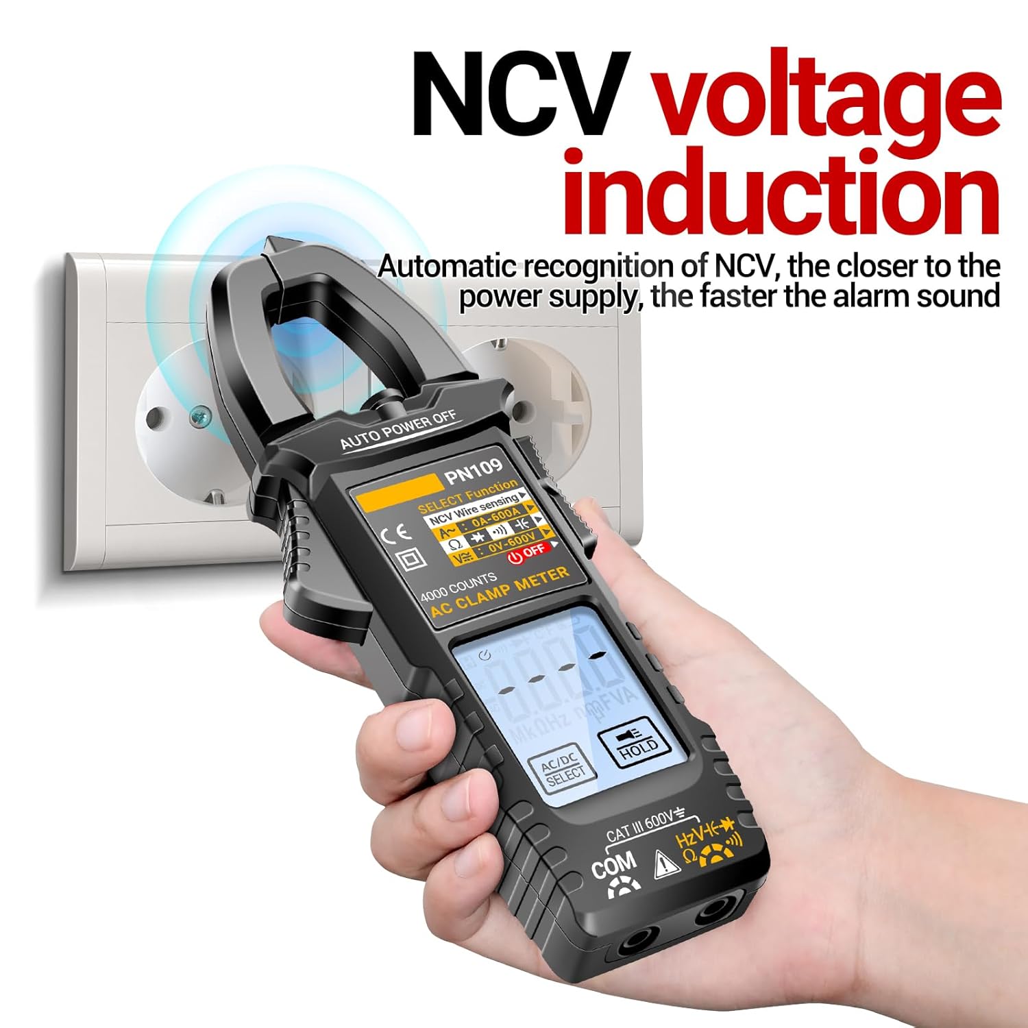 PN109 Ohmmeter Voltmeter Tester with Backlit 4000 Count Multimeter Battery Operated(NOT Include)