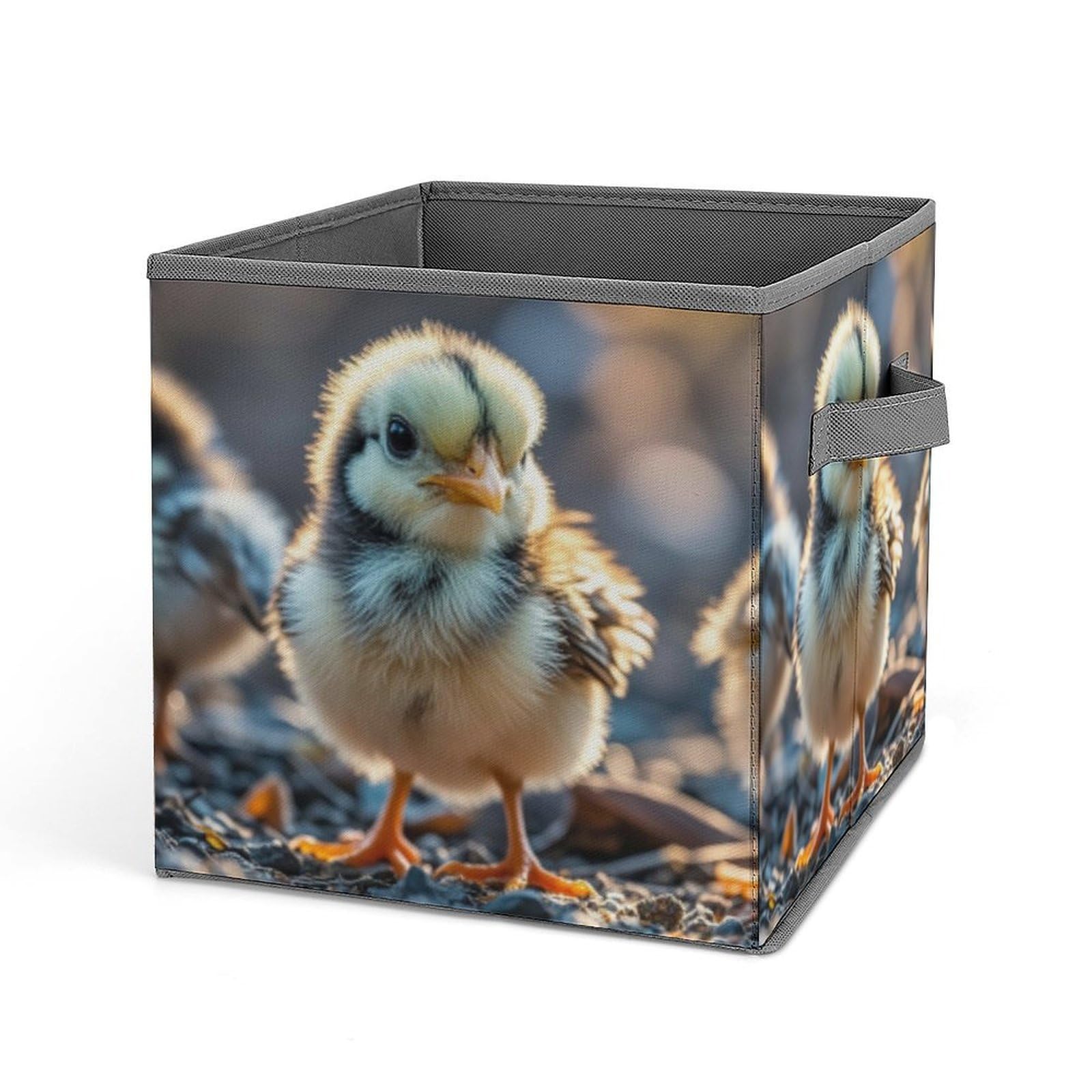 BTCOWZRV Chicken Cube Storage Bins - 11 Inch Heavy Duty Fabric Closet Bins for Shelves, Cube Organizer - Collapsible Storage Boxes with Handle Decorative Clothing Storage Baskets
