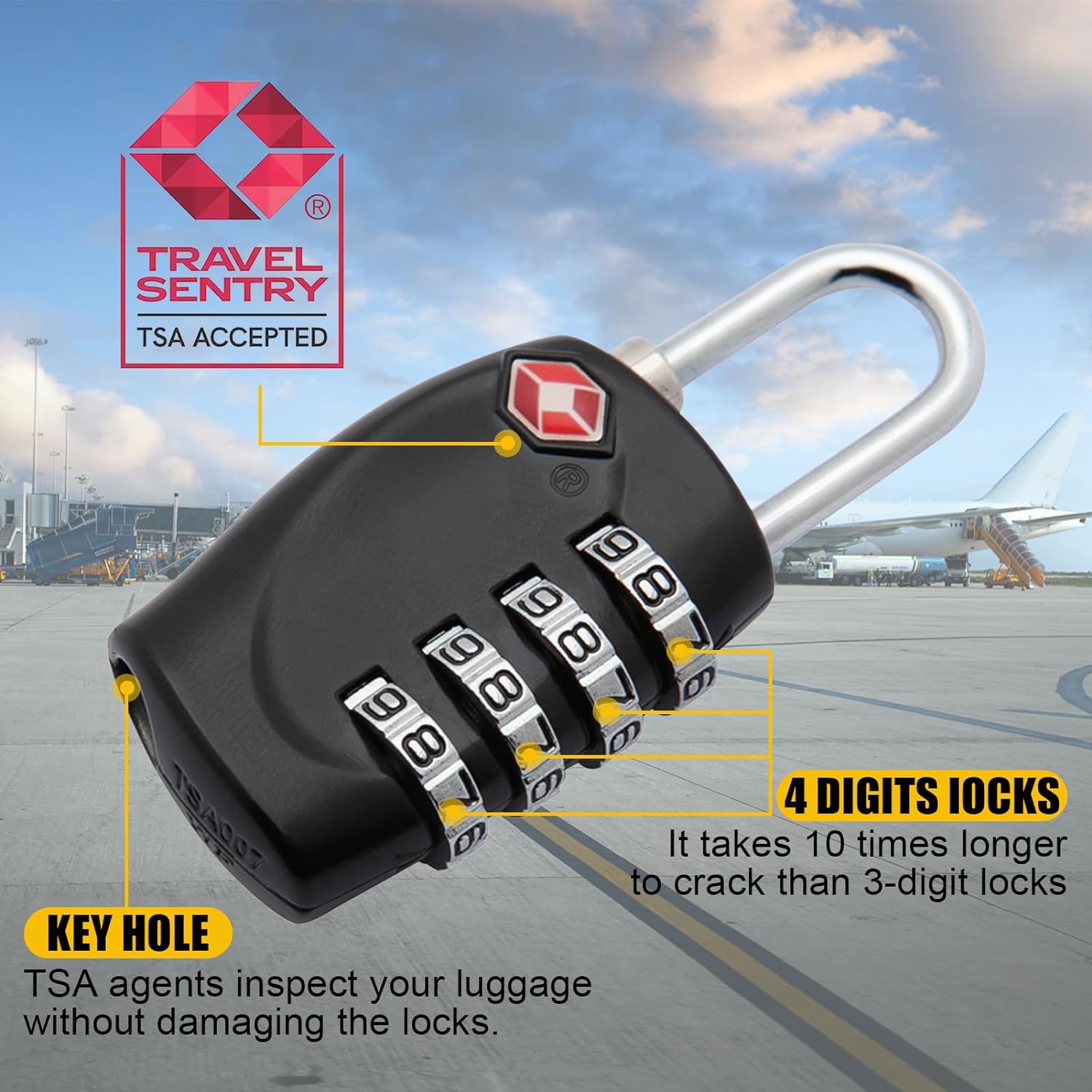 2 Pack TSA Approved Gun Case Locks - 4 Digit Travel Locks, Small Combo Padlocks for Pistol & Revolver Hard Cases - Image 4