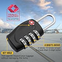 Vista 4 de Paquete de 4 candados para estuche de pistola aprobados por TSA para estuche de pistola, candados de viaje de 4 dígitos, candado de combinación