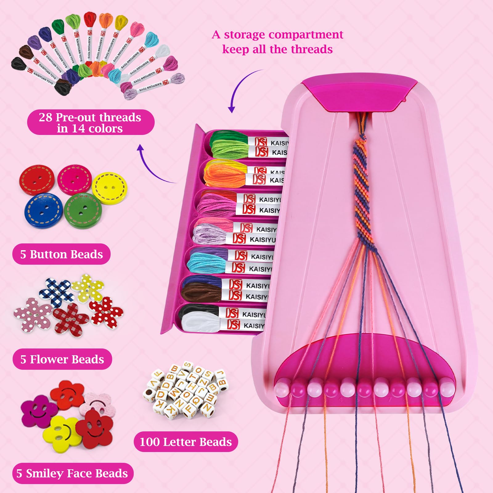 kit bracelet bresilien, fils bracelet brésilien cadeau fille 6 7 8 9 10 11 12 ans, bracelet bresilien jeux fille 10 ans, fil bracelet brésiliens, Avec 28 Fils Pré-découpés Et 115 Perles