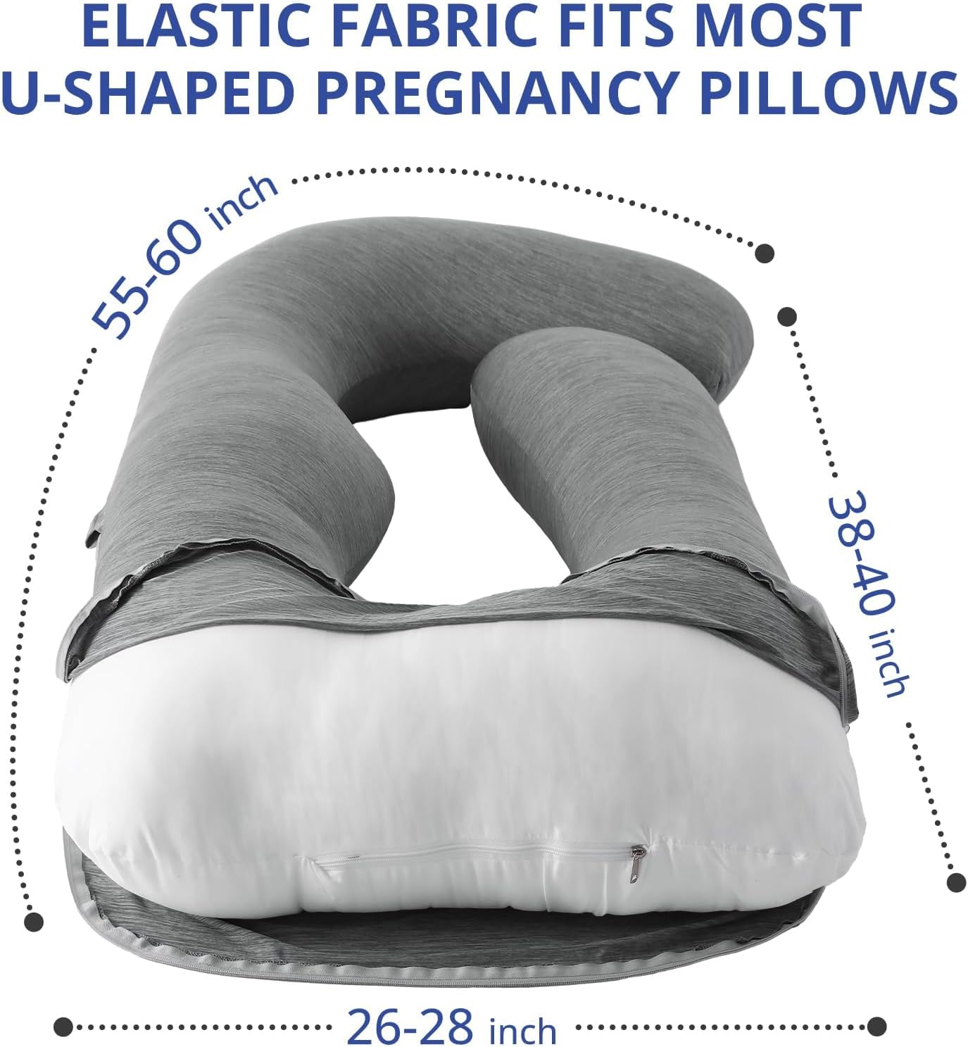 Sasttie Pregnancy Pillow Cooling Dark Grey, Cooling Maternity Pillow Cover Fits 55/57 Inch Pregnant Pillow, Grey