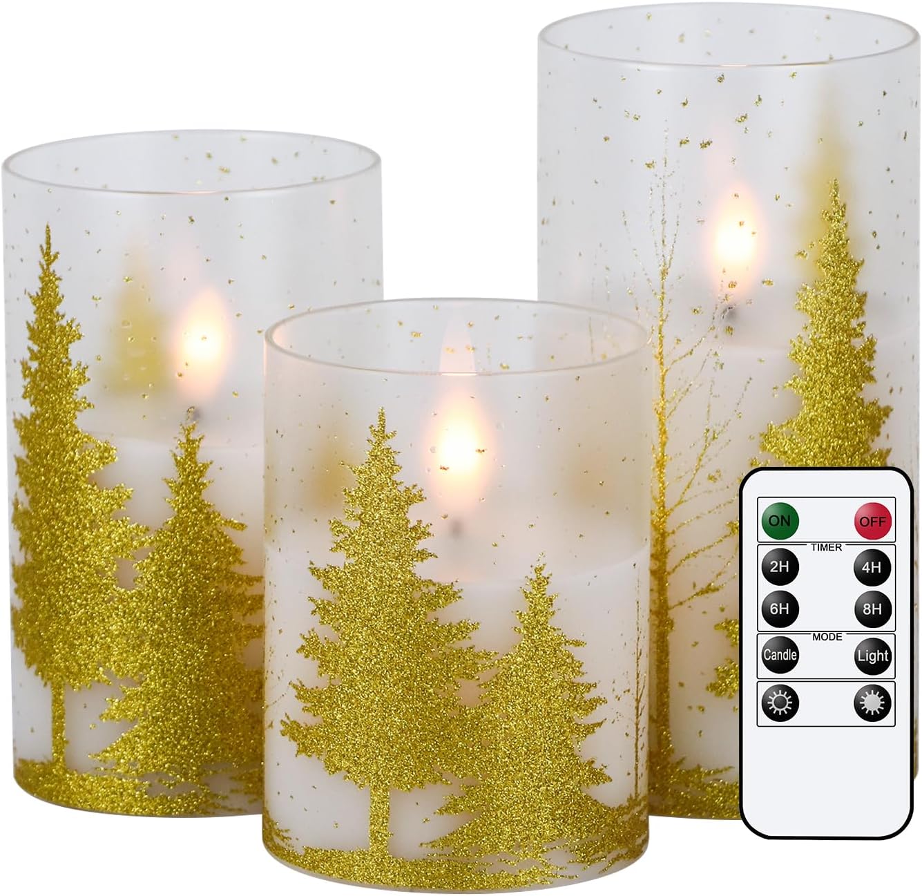 DRomance Christmas Tree Glass Flameless Candles with Remote