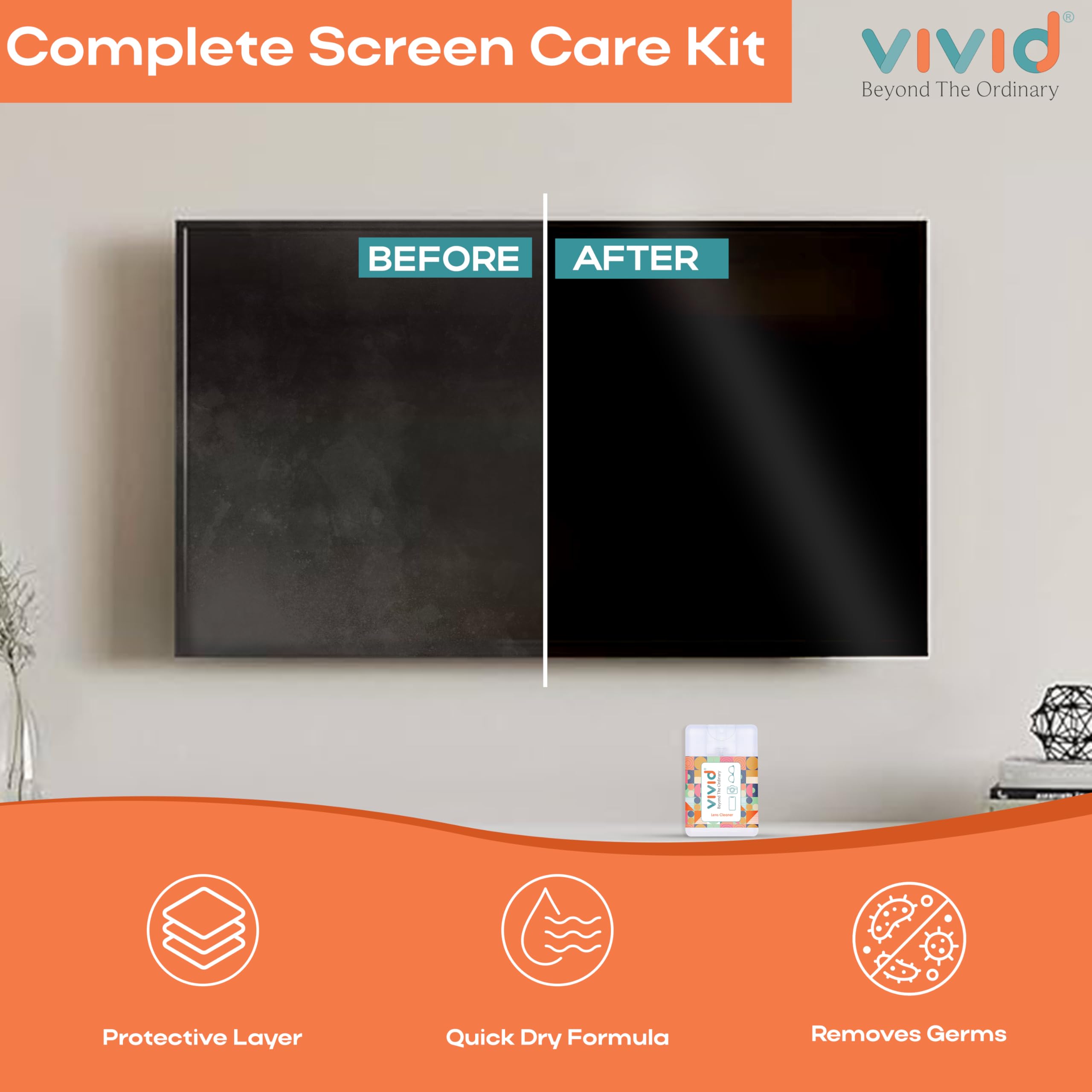 VividVision® myclean Lens Cleaning Solution Spray contain NO Detergent-NO foam-for Spectacles,Sunglasses,Eyeglasses,Mobile,PC,Laptop,TV &Camera solution (20 ML Pack of 3) 4