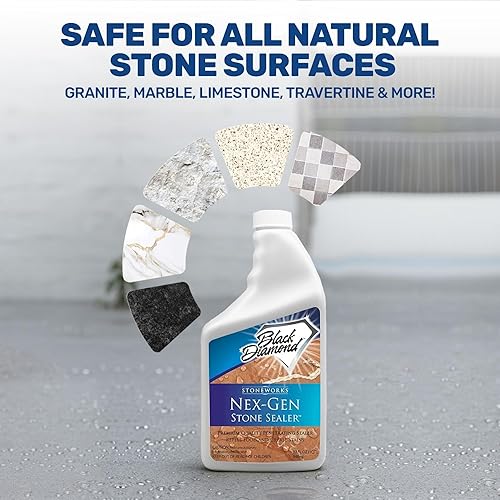 Miniatura 6 de Sellador de granito Black Diamond Stoneworks, penetrante, sella y protege granito, mármol, travertino, piedra caliza y lechada 16 onzas, con