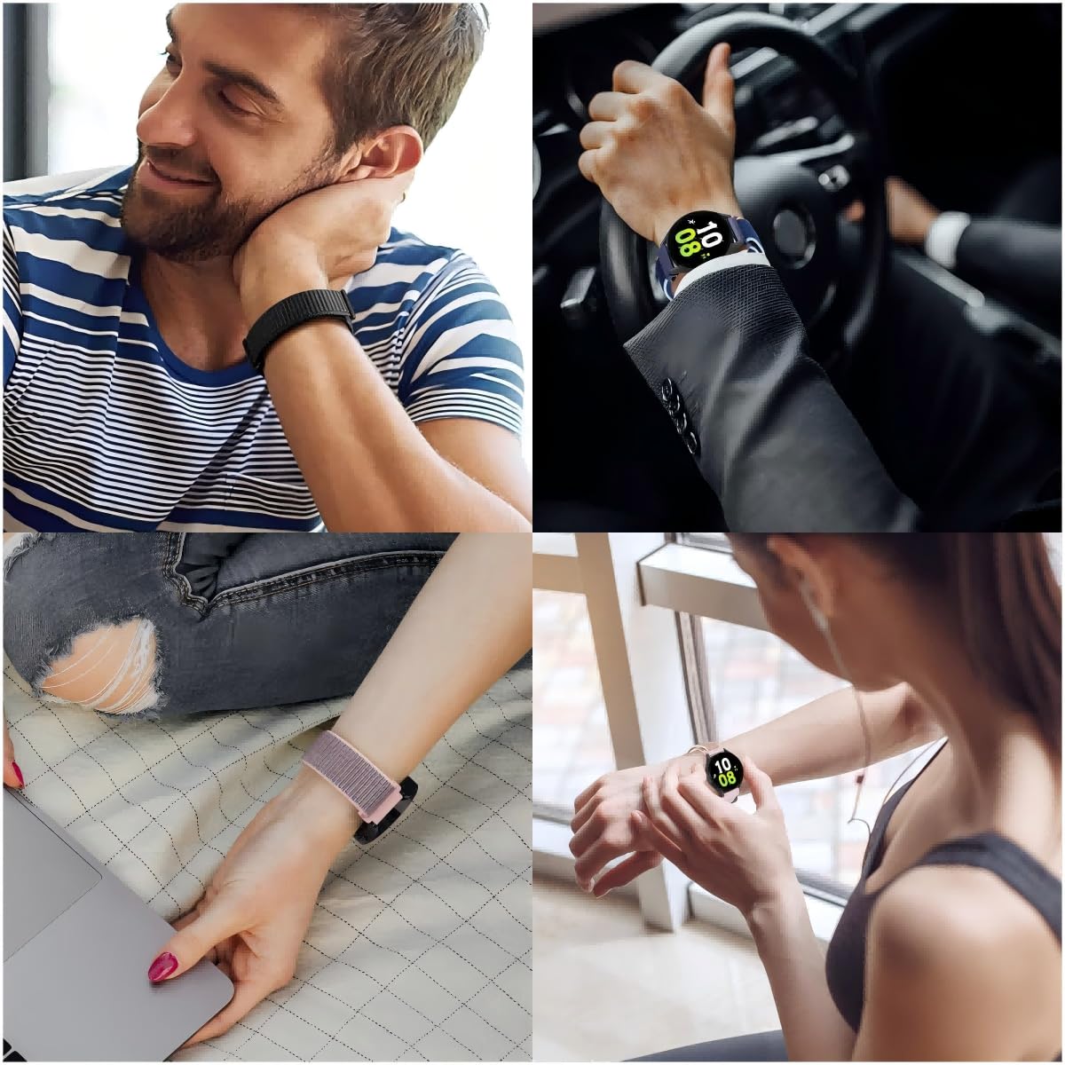 Pasek do zegarka Garmin Forerunner 265S/255S/Music/Vivoactive 4S 40 mm/3S 39 mm/Venu 3S/2S/Move 3S/Active S, regulowany pasek do zegarka, miękki nylonowy pasek do zegarka