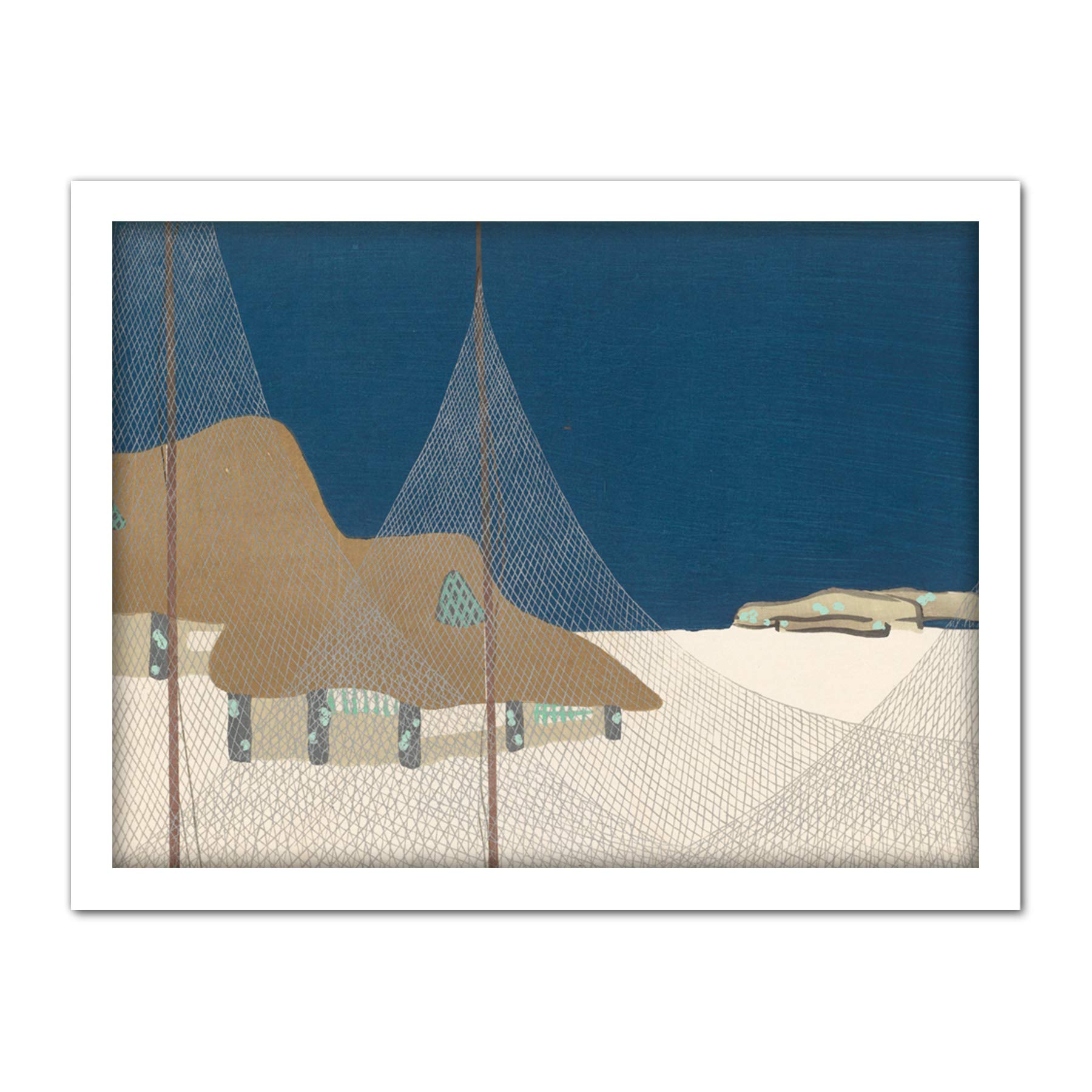 Artery8 Kamisaka Sekka Fishing Villagejapanese Painting Artwork Framed Wall Art Print 18X24 Inch