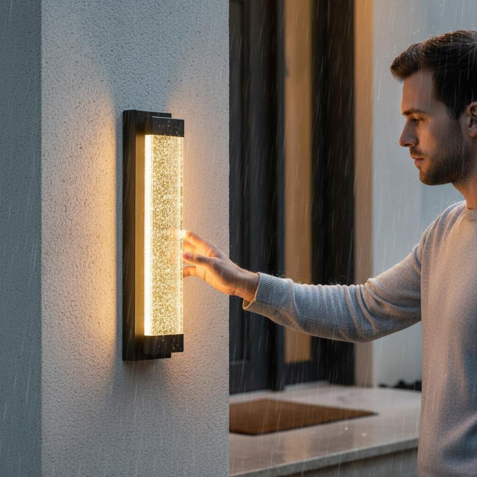 Gralara Lampe Murale Étanche Branchement Secteur Applique Murale Nordique Blanc Chaud 3000K Éclairage Extérieur pour Balcon, Terrasse, Entrée, 55 Cm, Modèle Standard Sans Projecteur
