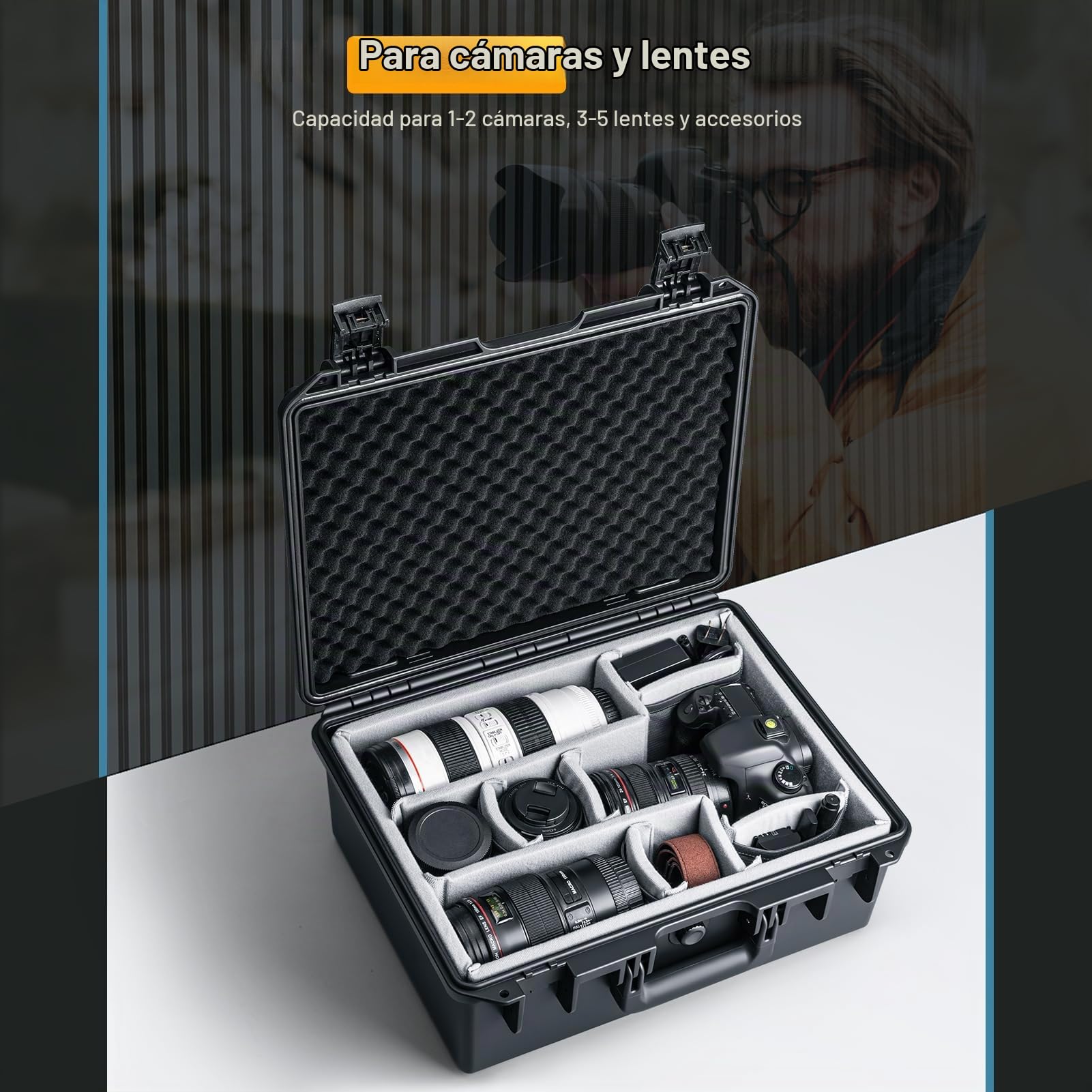 Lykus PVC1 Maletín Maleta Estuche Case rígido Impermeable con separadores Acolchados para cámaras, Lentes, Drones dji Mavic/Air/Mini duales