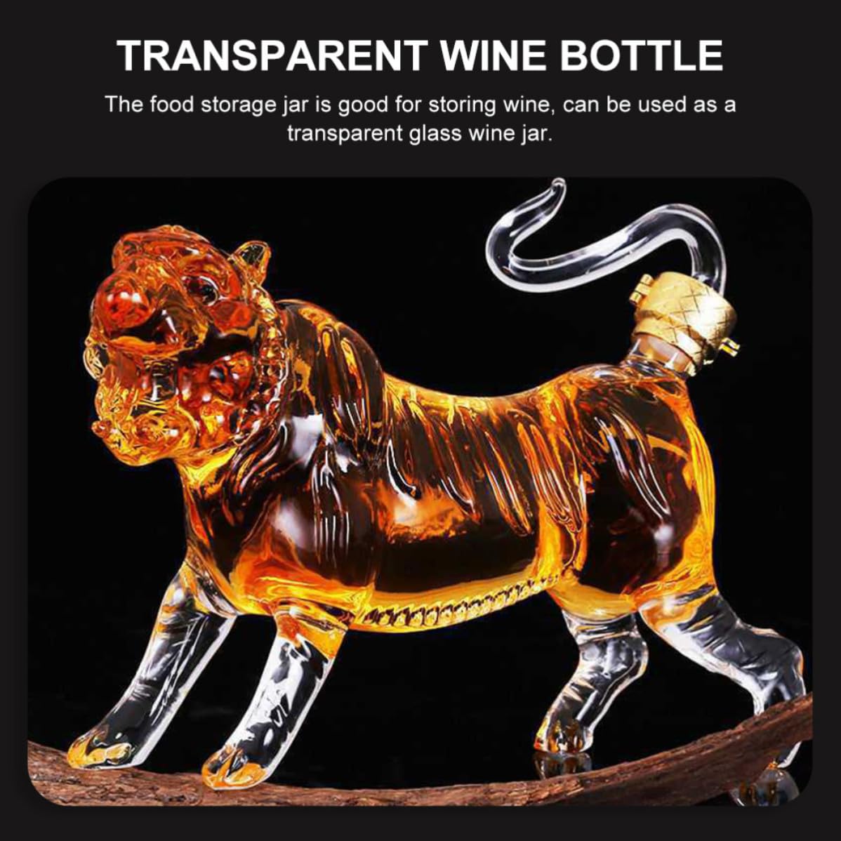 Transparente Glasflasche mit Tigerform 500ml Kreative und Stilvolle Aufbewahrungsflasche für Lebensmittel Einfach zu Tragen für Haushalt und Dekoration