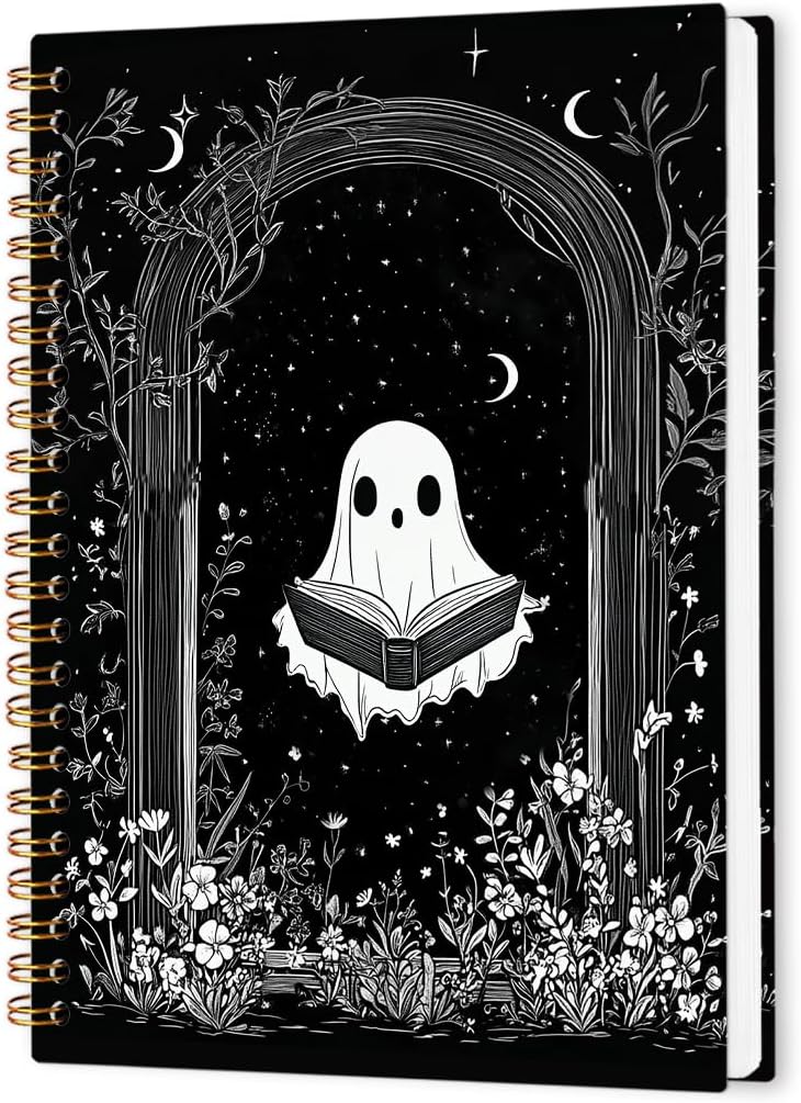 nvucamd Gothic Ghost Spiral Notebook, Halloween Spooky Ghost Book ...
