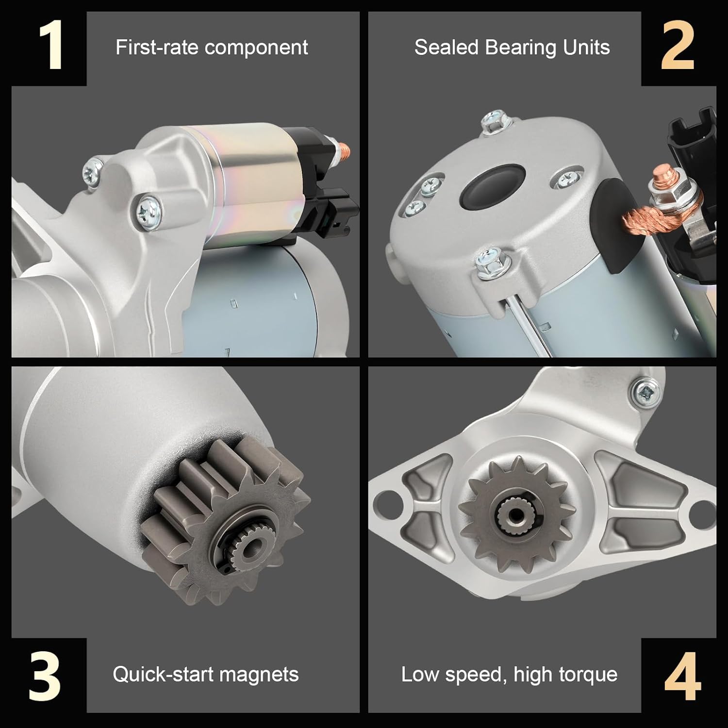 Starter for Honda Accord, Odyssey, Pilot, Acura CL, TL, MDX 1995-2007 2.7L 3.0L 3.2L 3.5L V6 - Starter Motor with 13 Tooth - 1.6KW 12V CW Rotation - Replacement OE 17825N
