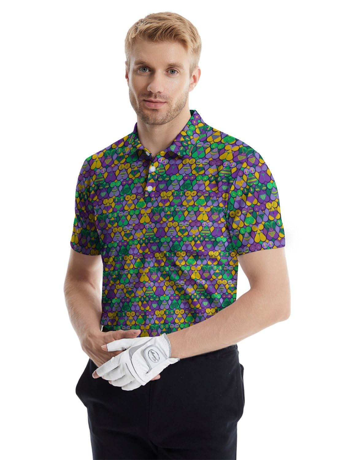 HUURAY Divertidos polos de golf para hombre, camisas de manga corta con estampado divertido, camisas polo de secado rápido, camisa hawaiana, trajes de golf de alto rendimiento