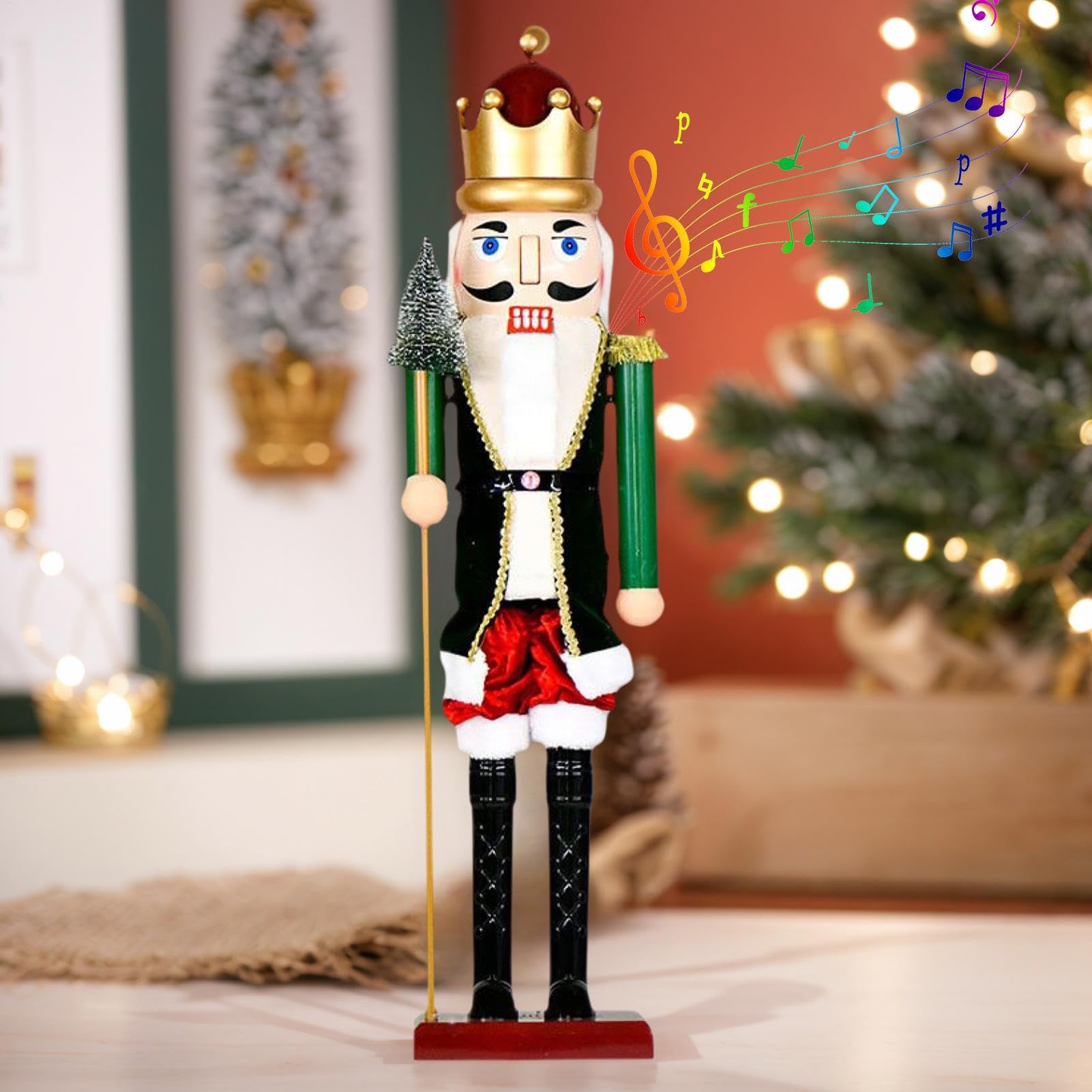Decorazione Natalizia centrotavola musicale illuminato | Soldato Collezionabile Alto 38 cm Per Feste Natalizie In Casa Tavola Da Pranzo Scaffale Camera Da Soggiorno Vetrina