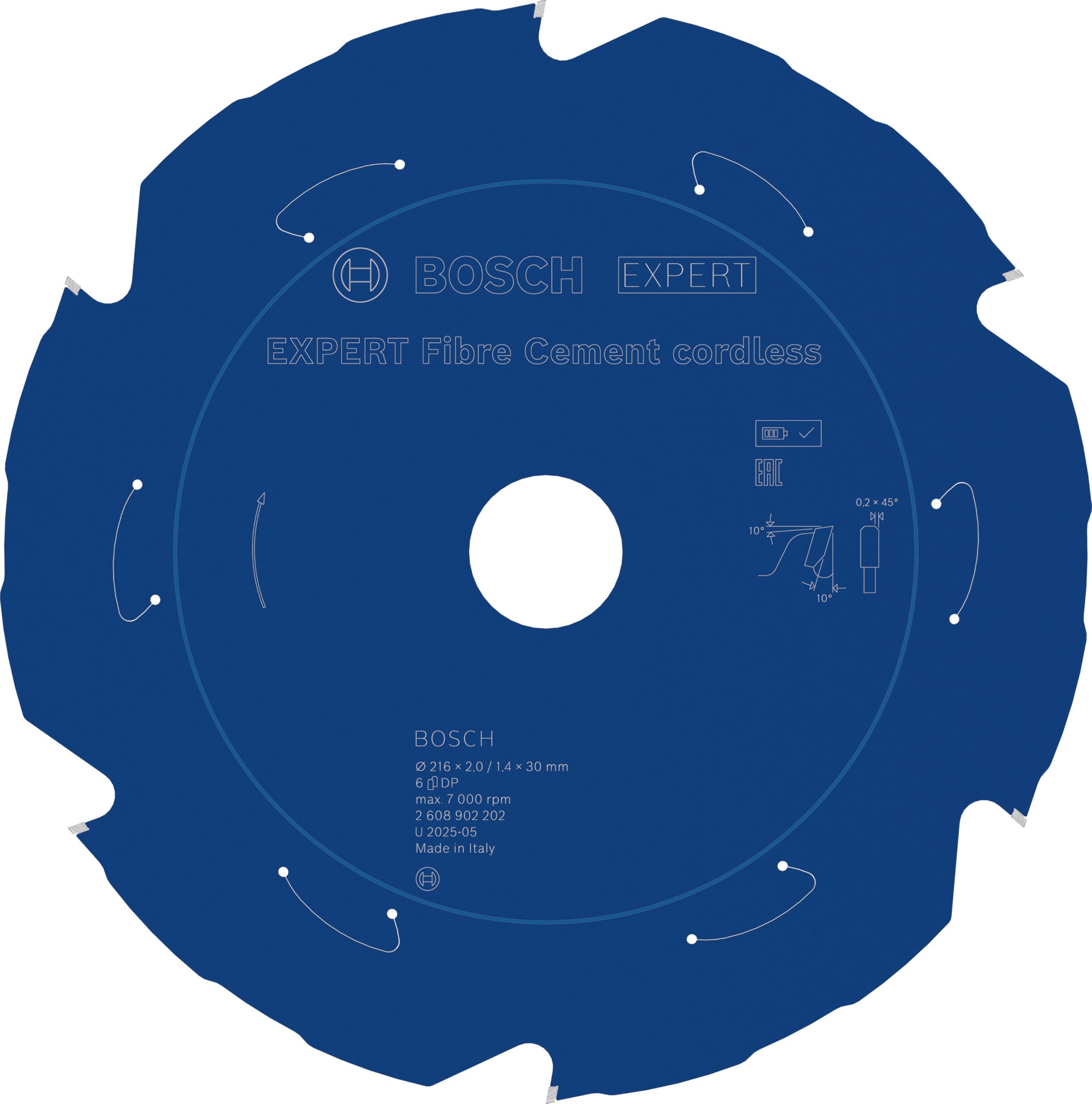 Bosch 1x EXPERT Fibre Cement Cordless lama per sega circolare per troncatrice (per Pannelli in fibrocemento, Ø mm, Professional Accessorio Troncatrice circolare a batteria)