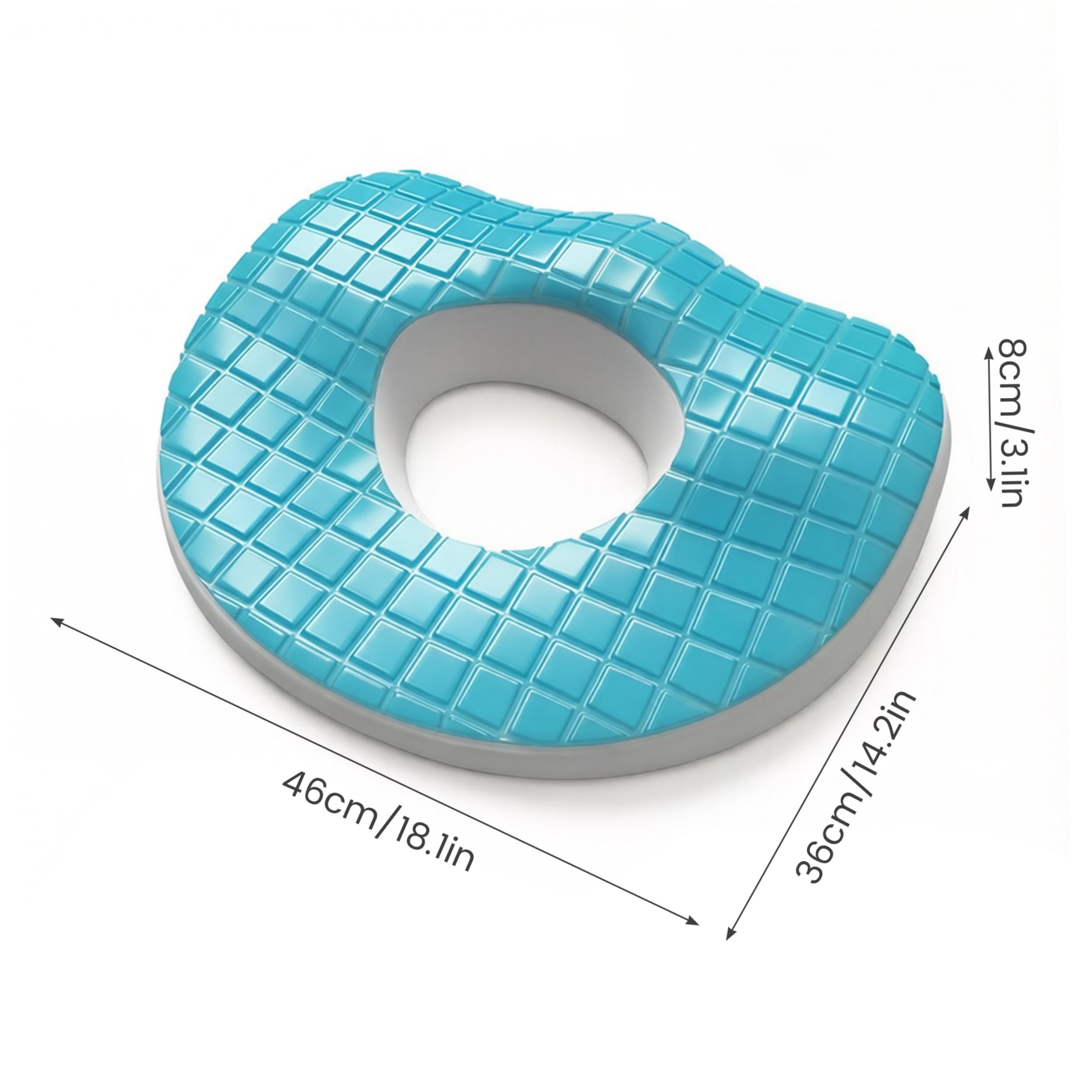 Cuscino a ciambella per sedere, cuscino a ciambella in memory foam gel con dal design cavo per il sollievo del coccige dalle piaghe da decubito - Blu Navy