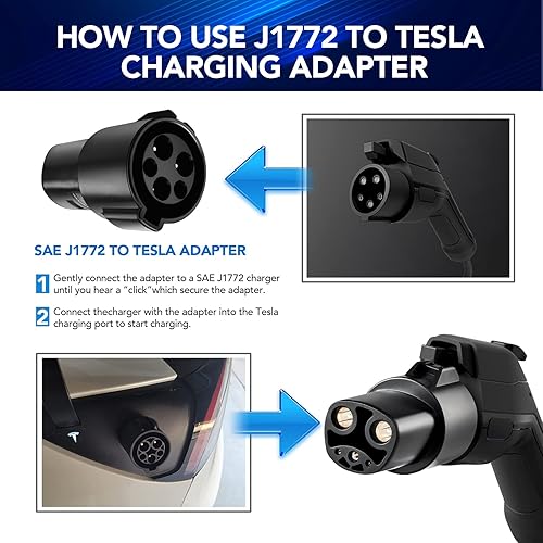 Miniatura 3 de Adaptador de carga actualizado 2023 J1772 a Tesla Adaptador de cargador de 80 amperios240 V CA para Tesla Modelo 3 Y S X para estaciones de carga de