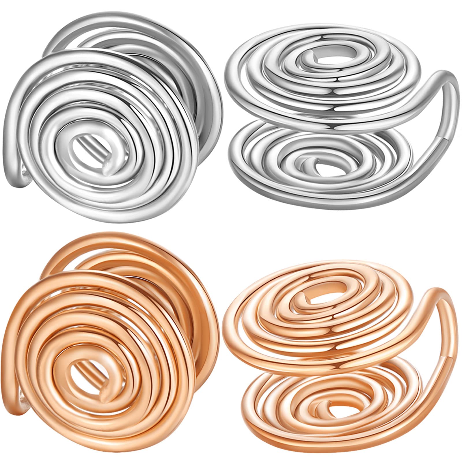 MARSALIA12MM 15MM Pressure Earrings for Keloids, Keloid Earrings Pressure Clip On Earring, Ear Cuff, Stainless Steel Spiral Non-pierced Earrings