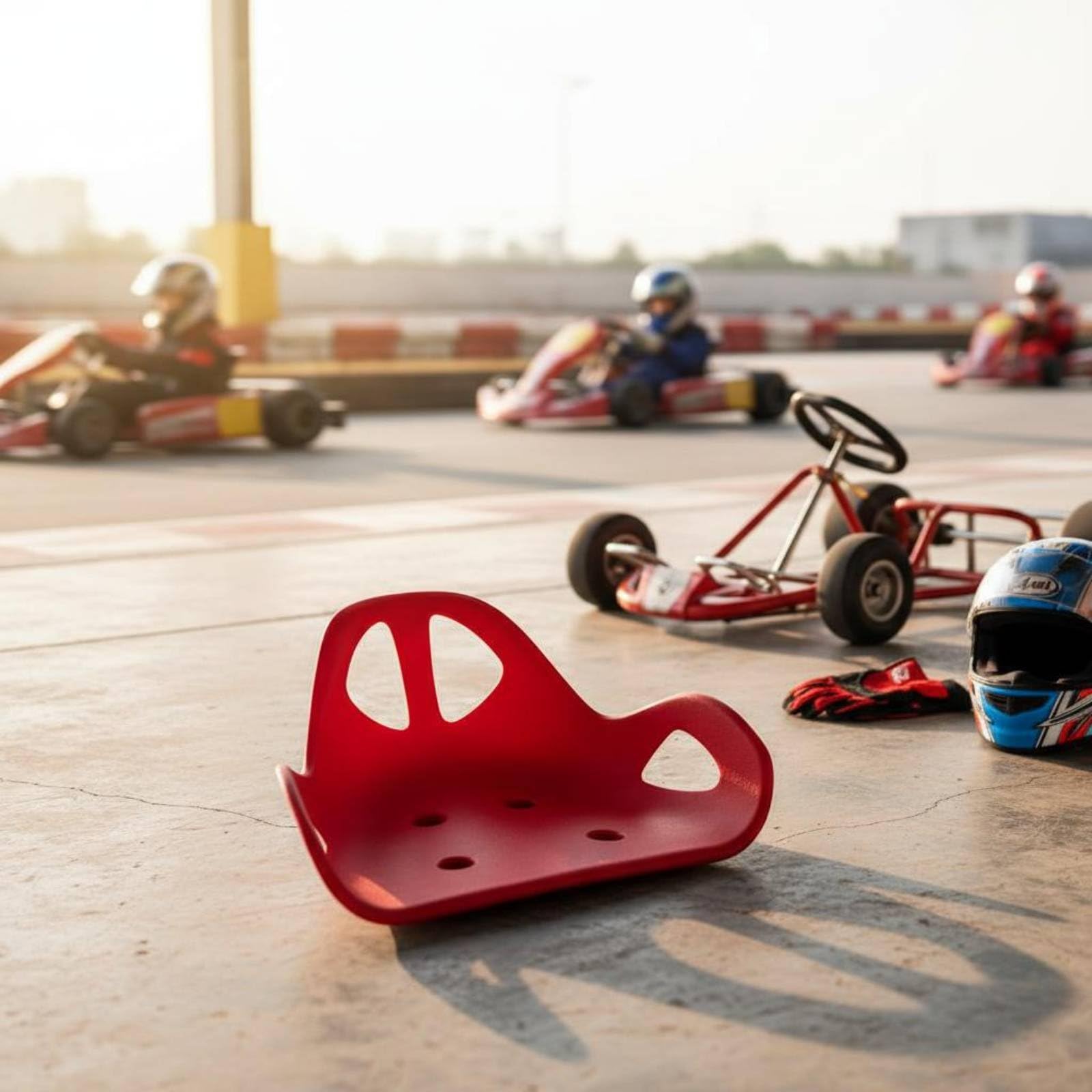 Slide-Trike Sitz Go-Kart, Kart-Sitzschale für Bastelprojekte und Werkstatt | Sitzfläche Ersatzteil mit Aussparungen | Ergonomischem Rückenlehnensattel | Pflegeleicht Sitzschale für Drift-Autos | Schwarz
