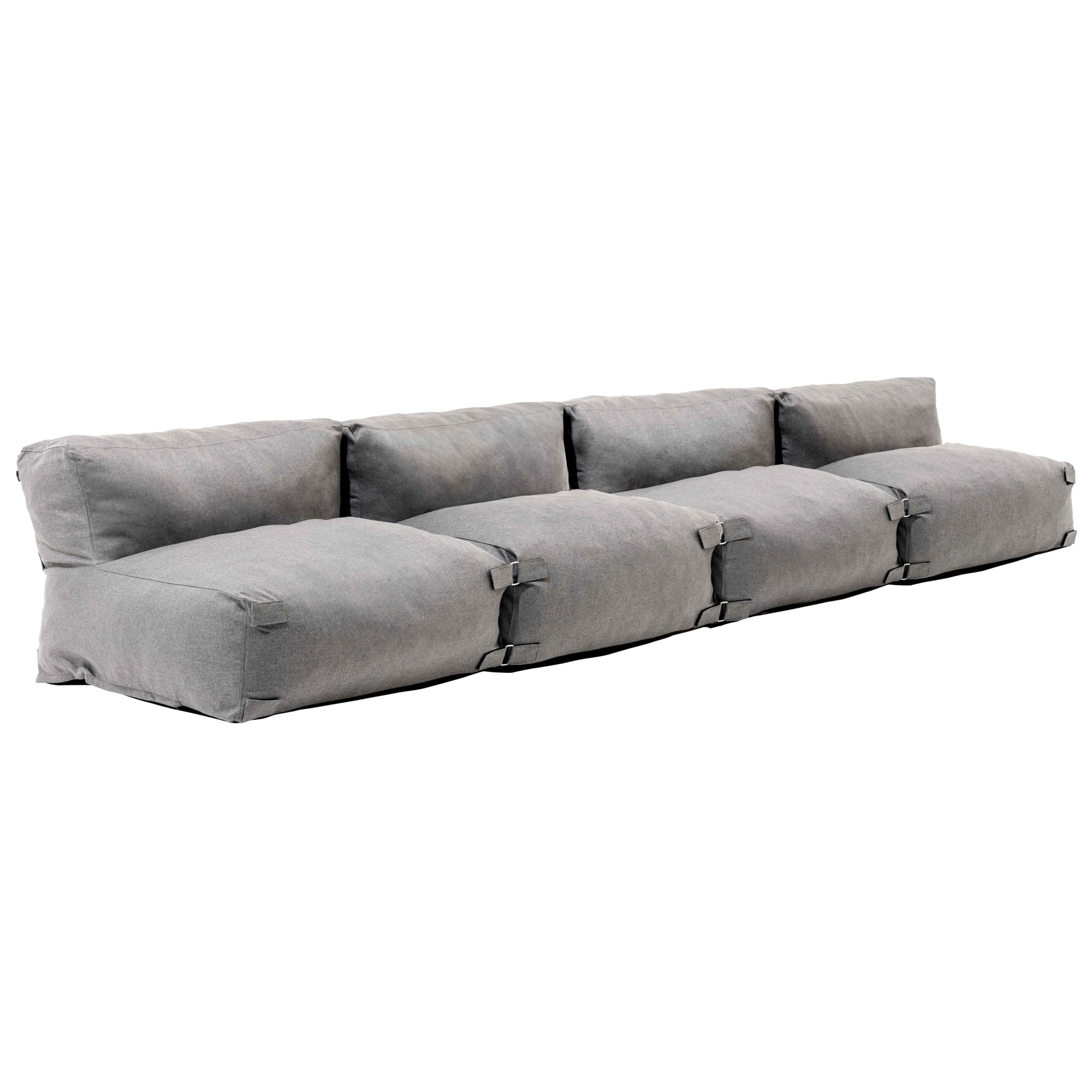 Oviala Salon de Jardin modulable 4 Places Gris - Mixi