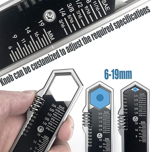 Miniatura 4 de EDC - Llave ajustable de 316 a 34 pulgadas, 5 a 0.748 in, multiherramienta, dispositivo EDC con clip de bolsillo desmontable y ajuste de dedo
