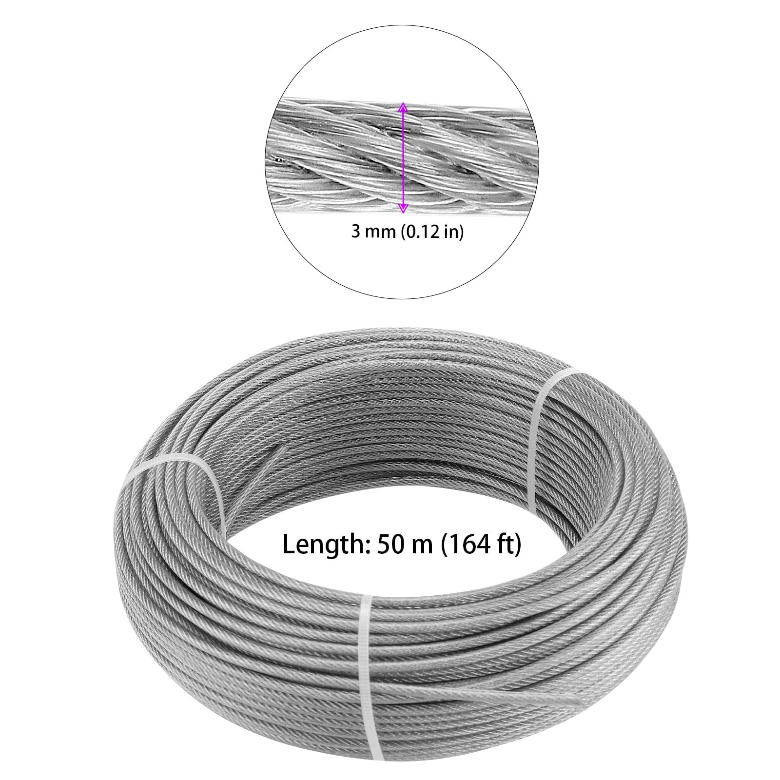 56 sztuk 3mm x 50m linka stalowa ze stali nierdzewnej, zestaw z linką napinającą, zacisk ze stali nierdzewnej, śruby z oczkami, linka druciana z osłonami i aluminiowymi tulejkami, stalowa