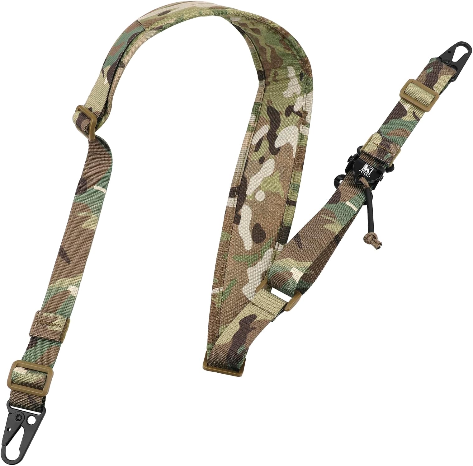 KRYDEX 1 Point / 2 Point Tactical Gun Sling Padded Combat Shooting Sling with Metal Hooks for Rifle, Airsoft, Shotgun