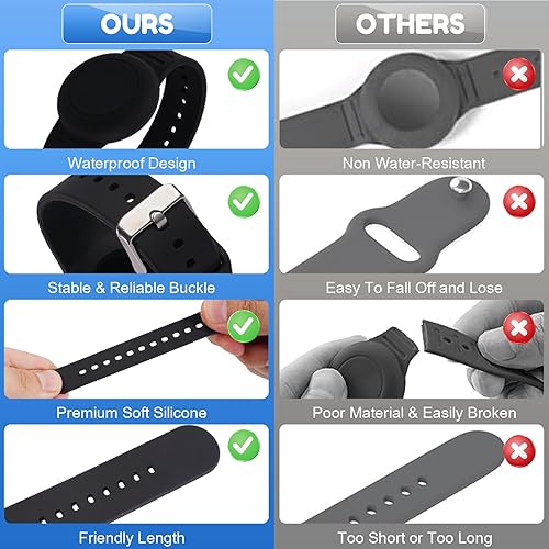 Miniatura 4 de Pulsera de AirTag impermeable para niños (paquete de 2), soporte de silicona suave y ligero para niños ocultos, pulsera Airtag para niños, funda