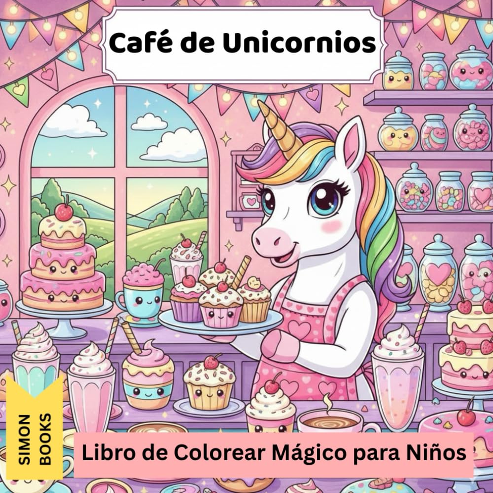 Café de Unicornios – Libro de Colorear Mágico para Niños: Escenas adorables con unicornios, postres y cafés mágicos – ideal para niños y adolescentes creativos