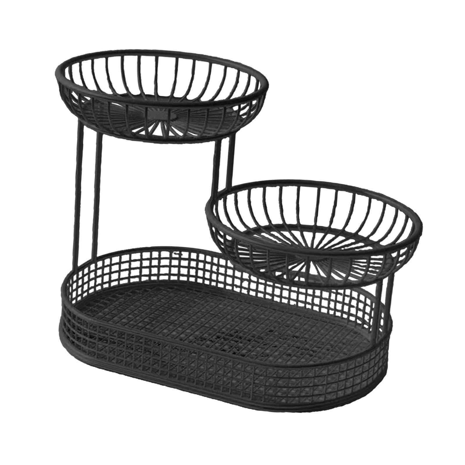 Gralara Corbeille à Fruits à 3 Étages, Support pour Bol à Fruits, Panier de Grande Capacité, Organisateur Multifonction Légumes/Œufs/Snacks, Support Métallique pour Salle à Manger, Noir