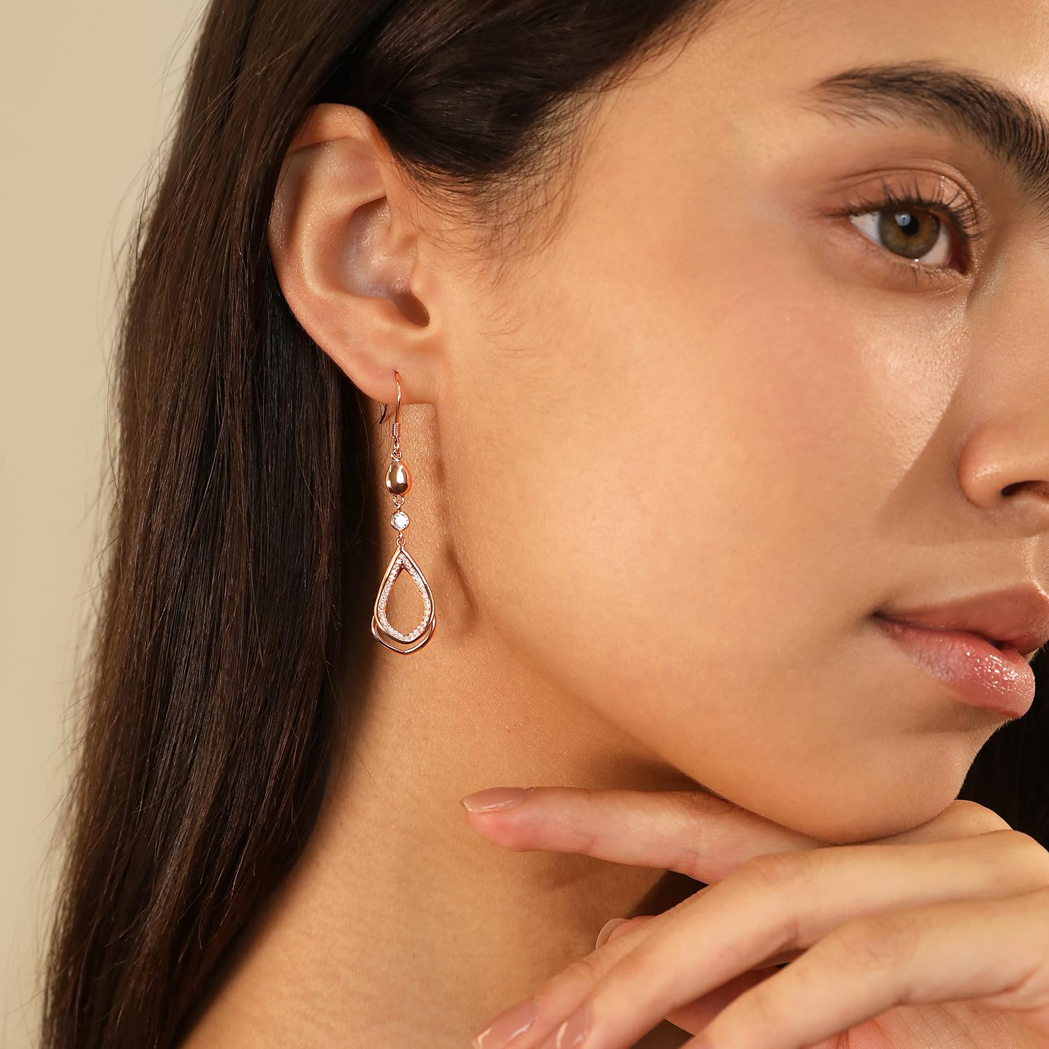 Meissa Orecchini Donna Pendenti Lunghi Argento 925 Orecchini Dorati Piercing Cerchio Piccoli con Pendenti Pietra Gioielleria Donna Regalo Sposa Moglie Anniversario (oro rosa)