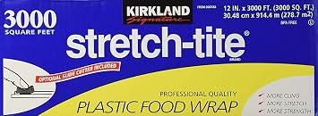 Kirkland Signature Plastic Food Wrap - 6000 SQ. FT (2 Pack, 12 x 3000 SQ. FT Each)