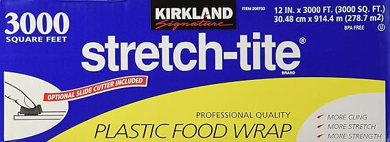 Kirkland Signature Plastic Food Wrap - 6000 SQ. FT (2 Pack, 12 x 3000 SQ. FT Each)