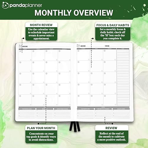 Miniatura 4 de Panda Planner Pro 2025 - Agenda diaria sin fecha con horario de 8.5 x 11 pulgadas, bloc de notas de lista de tareas, diario diario, planificador de