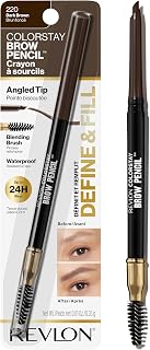 Revlon ColorStay Waterproof Eyebrow Pencil Dark Brown 220, Longwear 24HR Angled Tip with Spoolie, No Sharpen Brow Makeup