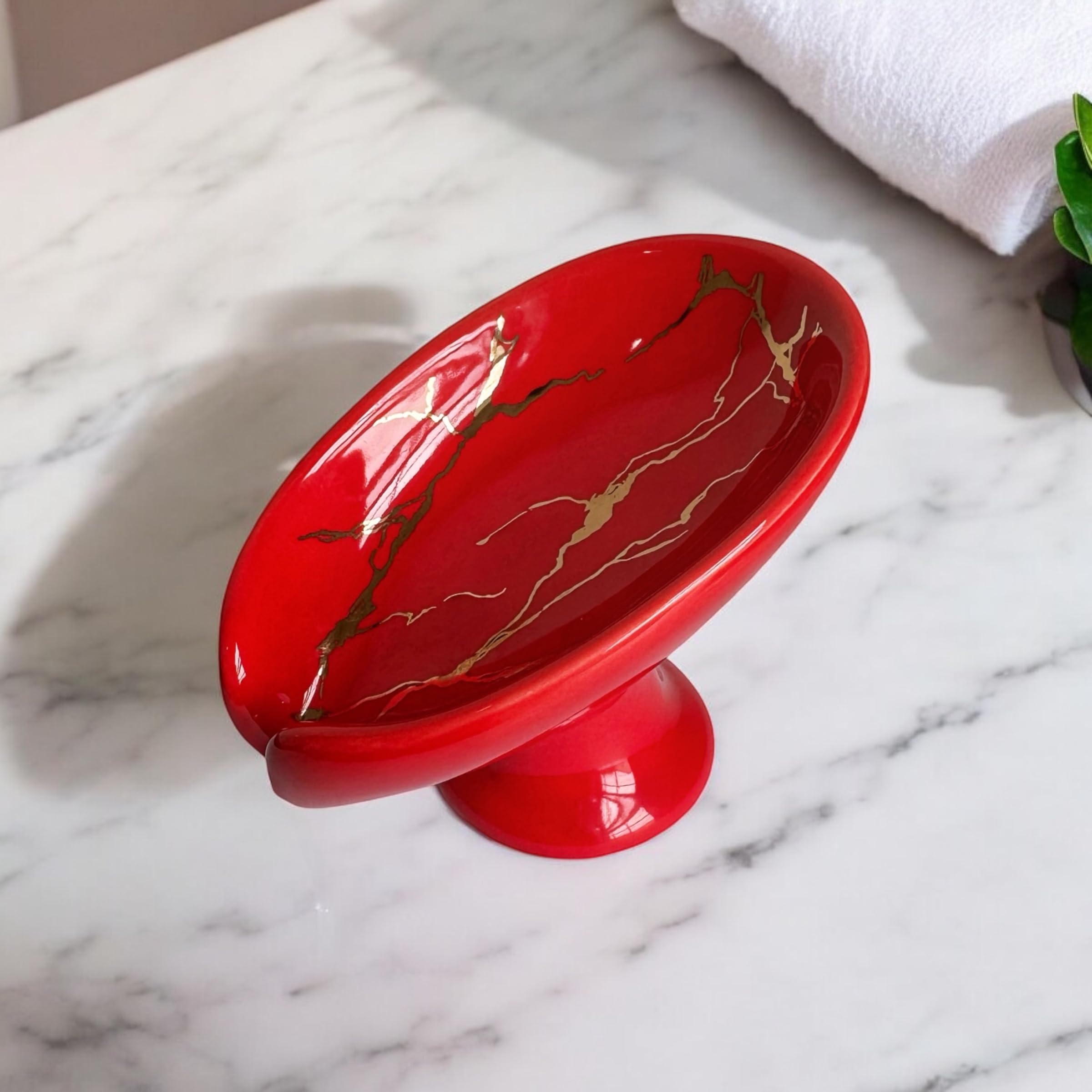 Porte-savon avec drainage pour éviter le savon mouillé en porcelaine