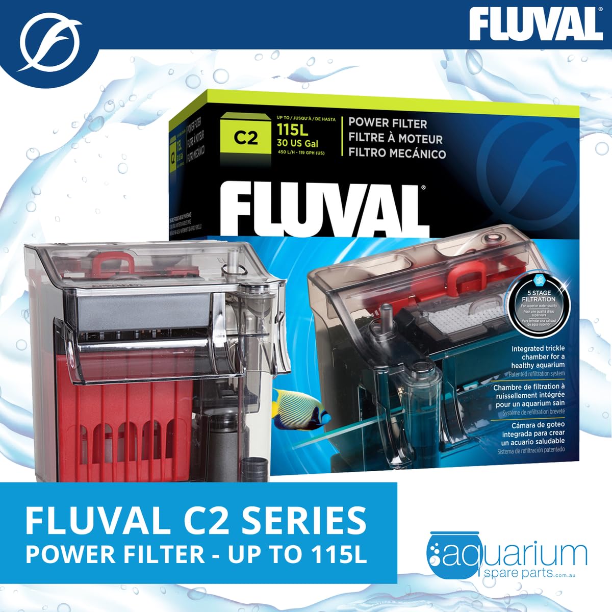 Fluval C Clip-On - Filtro a 5 stadi, fino a 115 L