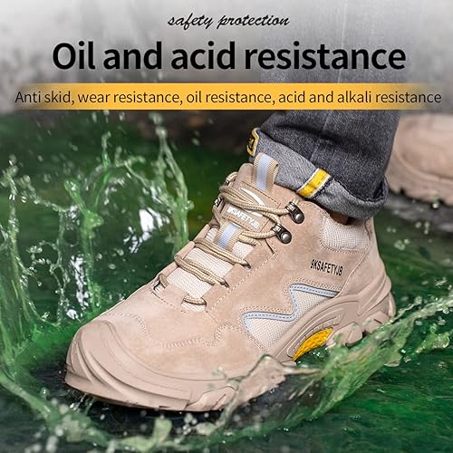 Miniatura 4 de Zapatos con punta de acero para hombre, zapatos de trabajo con puntera de seguridad, zapatos ligeros de punta compuesta para hombres, zapatos de