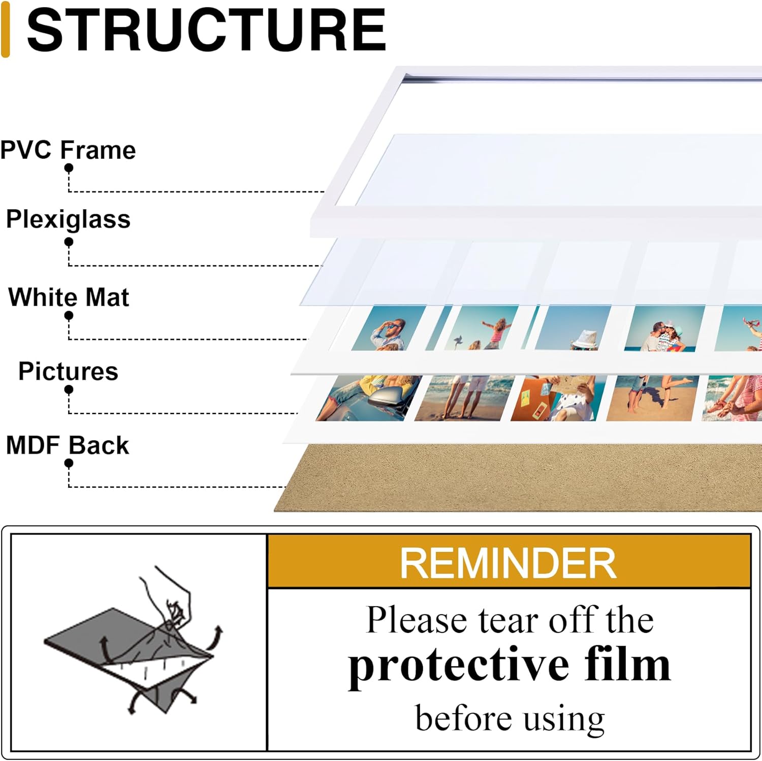 decoruhome 8x24 picture frames collage wall decor, display 5pcs 4x6 photos with mat or 1pcs 8x24 unmatted, 5 4x6 collage picture frames for wall mounting, white 8x24 (5-4x6) white