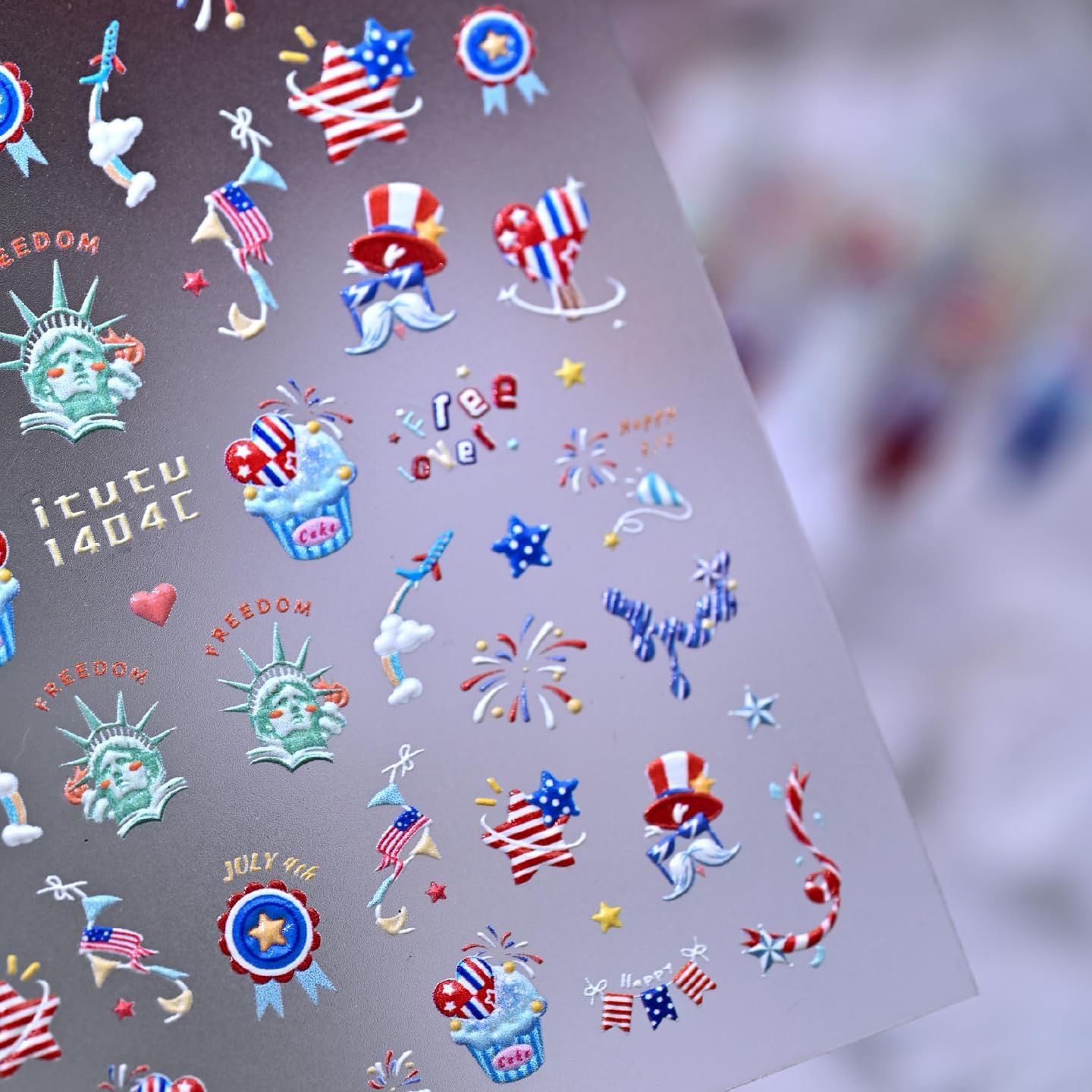 1 Sheet 4th of July Fireworks Nail Stickers for Nail Art Independence Day American Flag Nail Decals Fourth of July USA Flags Heart Star Nail Supplies Patriotic Memorial Manicure Decorations for Women
