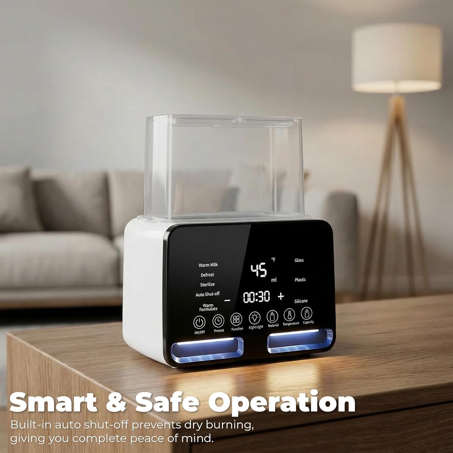 Double Bottle Warmer, Portable Water Milk Warmer, Bottle Warmer Sterilizer with Intelligent Temperature Control, Timer, and LED Display, 48H Keep Warm, Multi-Functional for Milk Egg