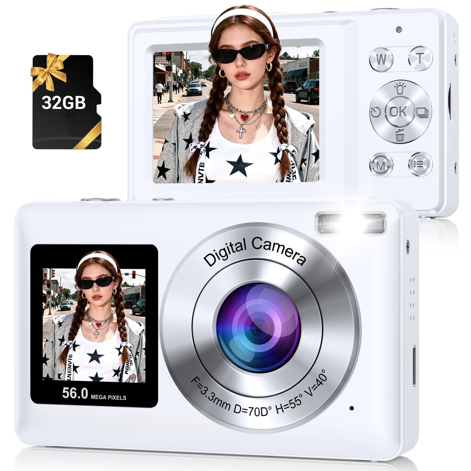 Amazon.com : Digital Camera, 56MP 2.7K Dual-Screen Selfie Camera