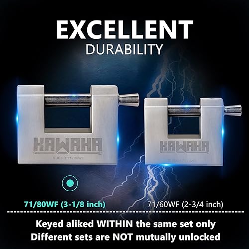 Miniatura 5 de 7180-4PS - Candado en forma de D de acero inoxidable con llaves de acero inoxidable para puerta de garaje, contenedores, cobertizo, casillero y