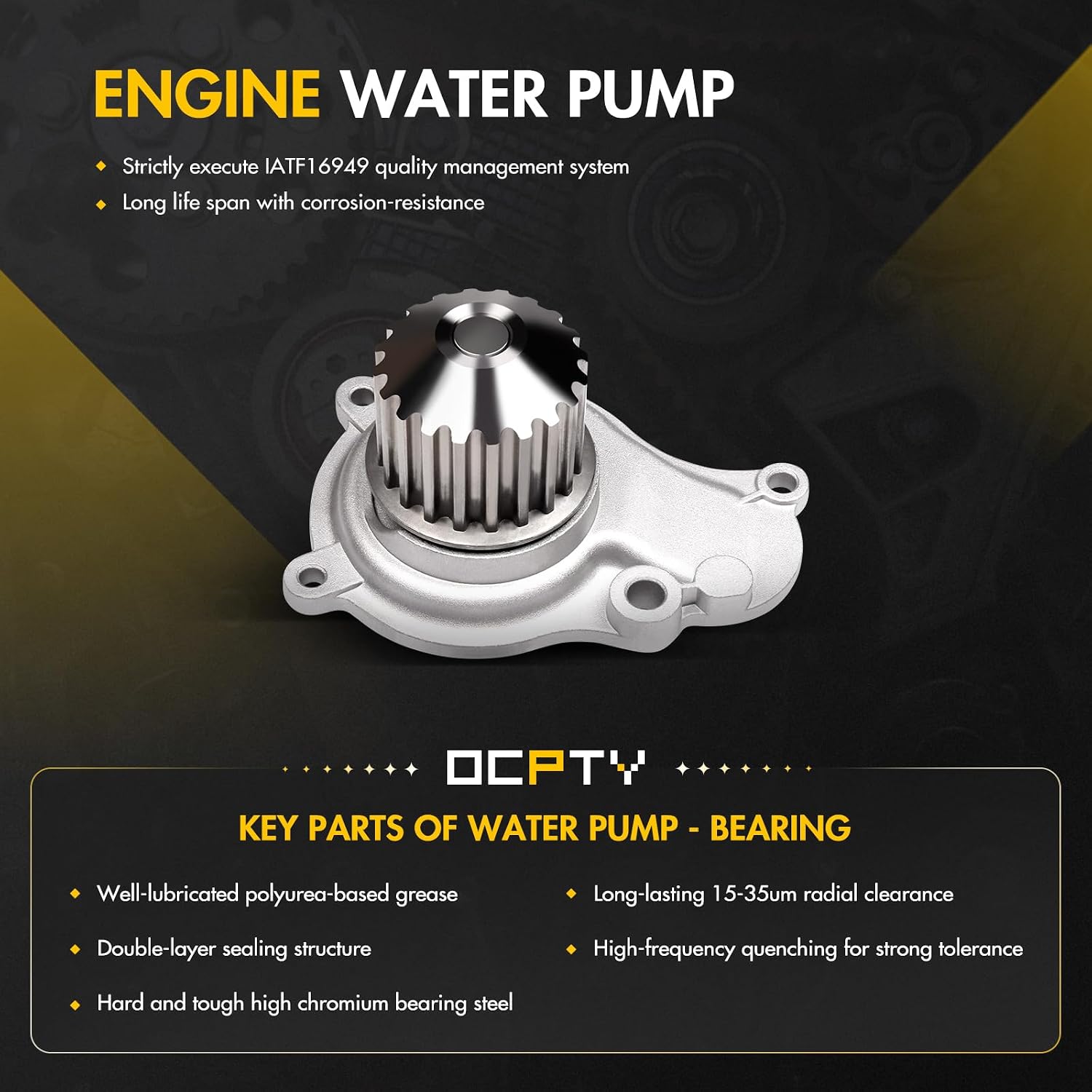 OCPTY Fits for 2002-2009 2.4L Jeep Wrangler Liberty Dodge Caravan Stratus Chrysler Sebring PT Cruiser Voyager 2.4L L4 DOHC Timing Belt Water Pump Kit