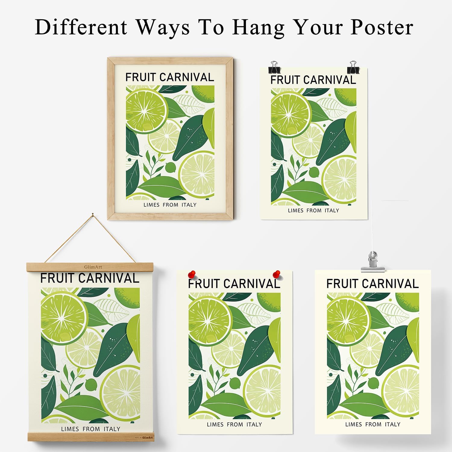 Fruit Market Wall Art Prints Posters Kitchen Canvas Paintings ArtWork for Walls Lemon Orange Green Pictures Fresh Botanical Natural Decor for Dining Room Living Room 12x16 Inch Unframed Set of 3