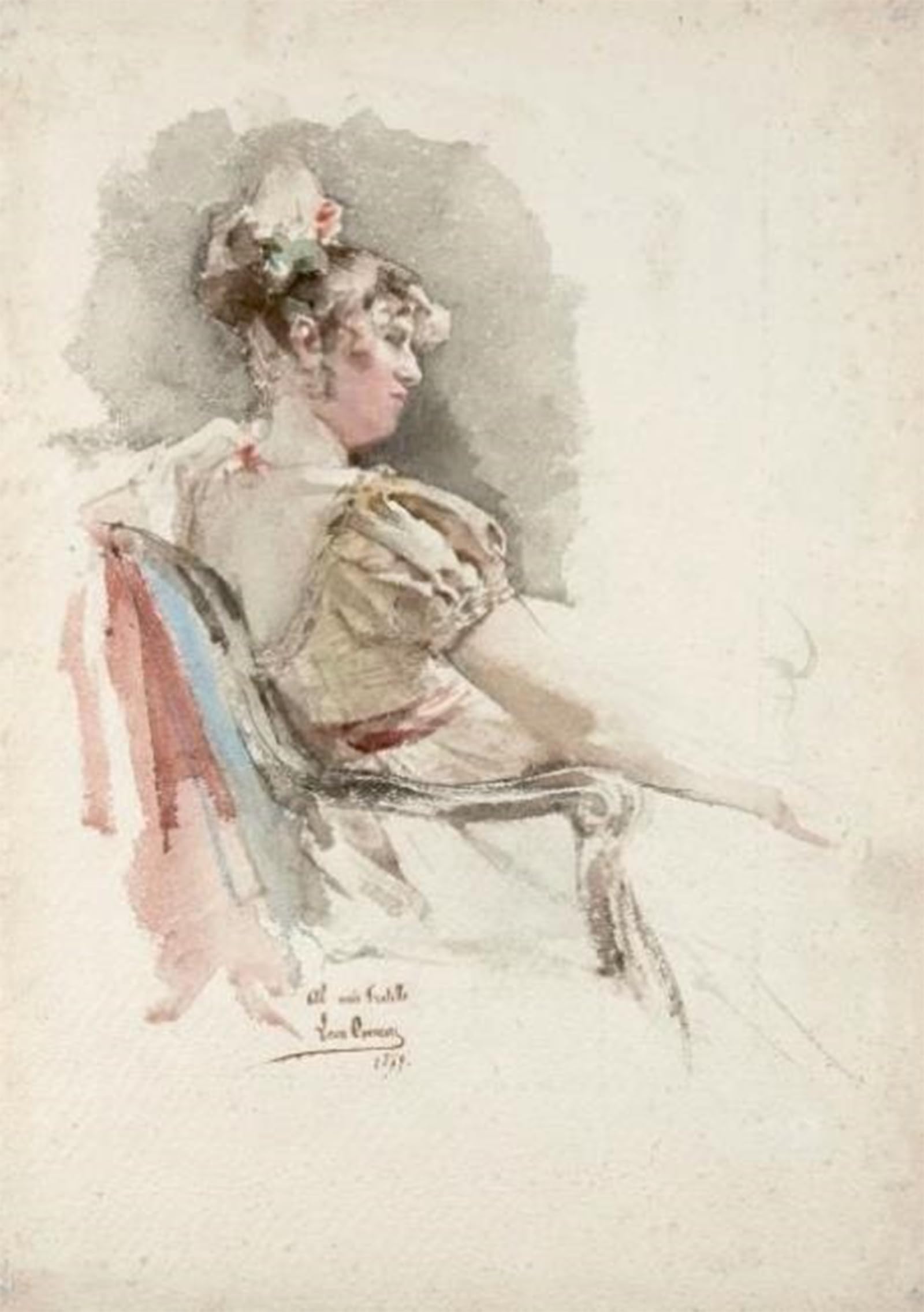 SERENDIPITP Aesthetic Poster Photo Wall Print Retro Picture Portrait of a Young Woman in Profile by Lêon Francois Comerre Modern Wall Artwork for Home Decor 60x90cm