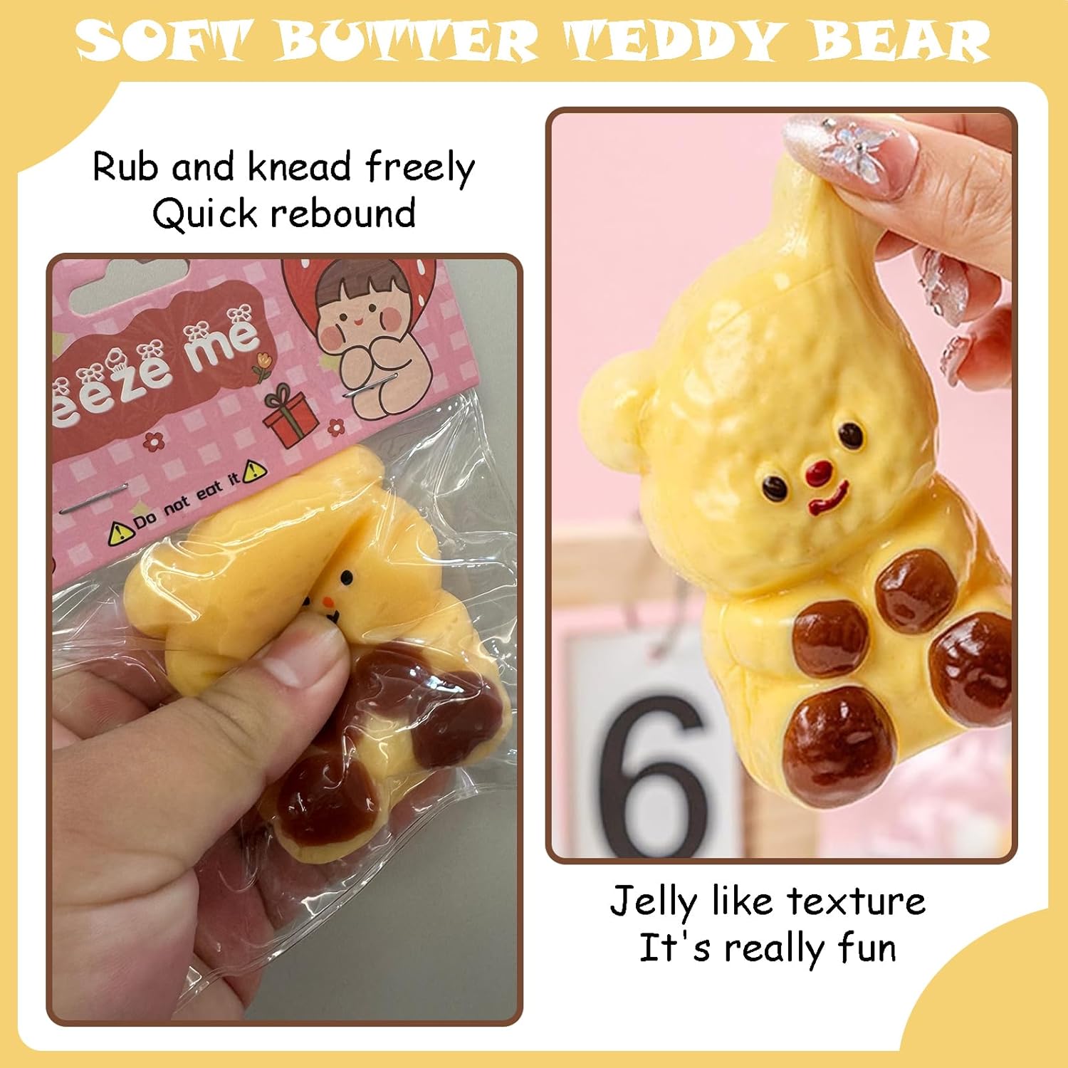 Adorable Taba Squishy Bear, Handmade Squishy Bear Stress Relief Toys for Adult/Kids, Cute & Soft Sensory Fidget Toys, Perfect Squeeze Toys Gift for Desk Toys, Party Favors, and Easter Gifts(1Pcs)