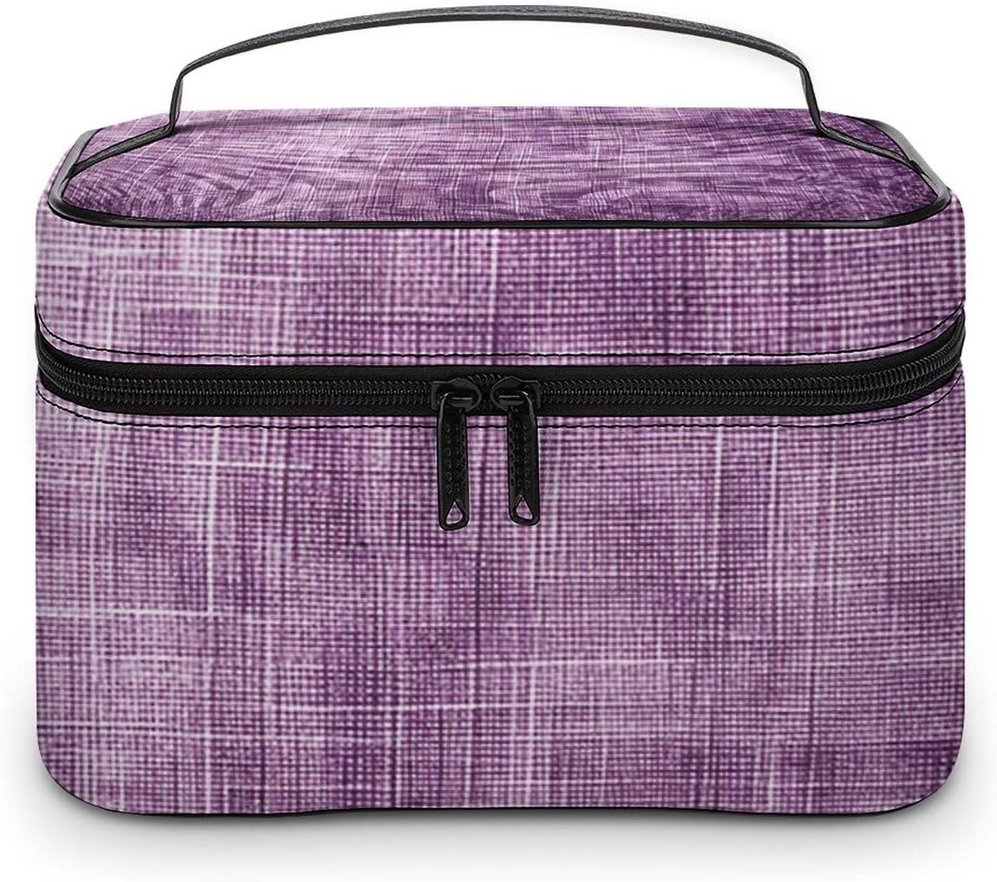 Makeup Bag Vintage Purple Linen Printed Large Capacity Travel Make Up Bag for Cosmetics Vertical Storage Water-Resistant Leather Toiletry Organizer Skincare Makeup Organizer Bag