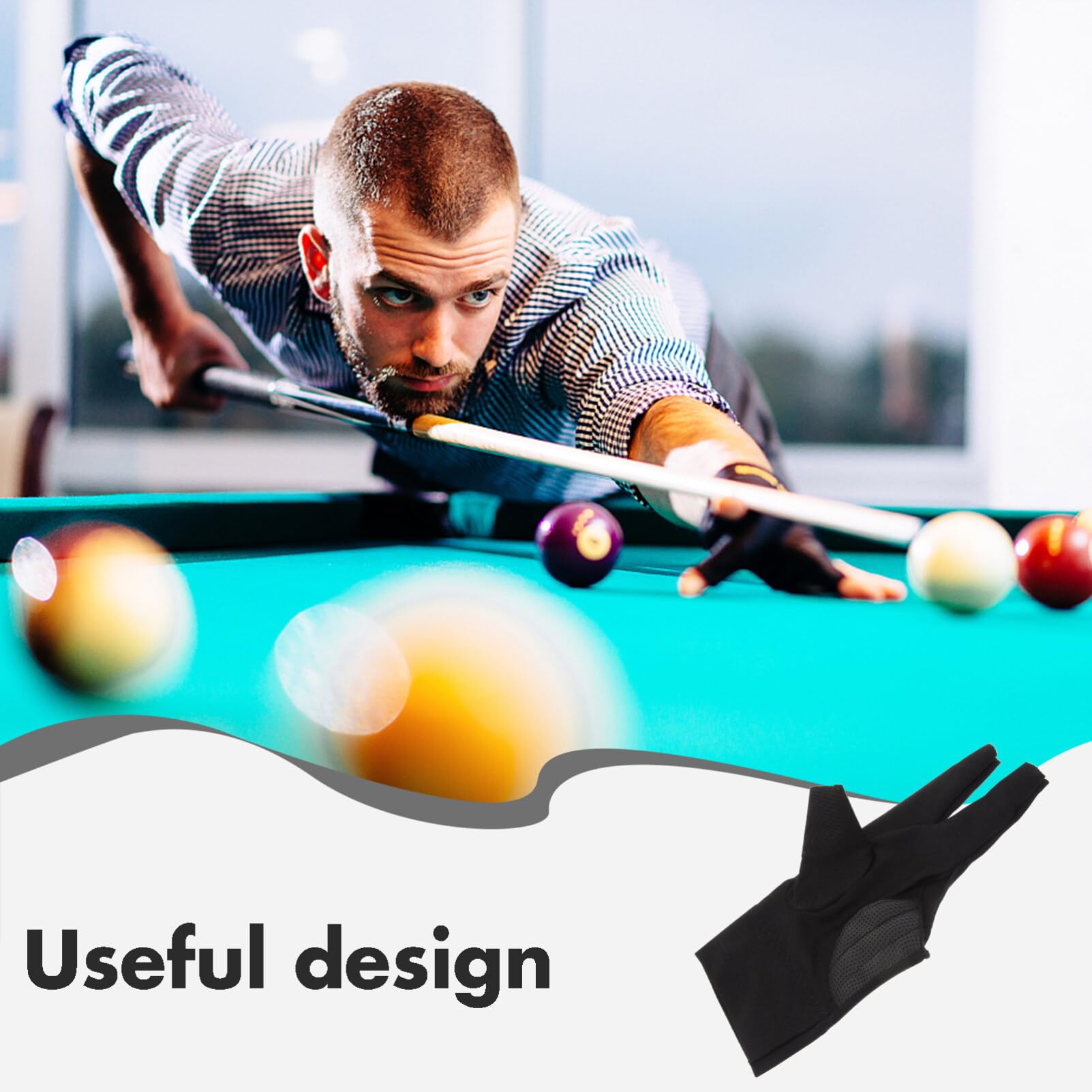 Sosoport 2pcs Protective Billiard Gloves Comfortable Elastic Snooker Gloves for Men Women Reusable Three-Finger Design Breathable Pool Accessories for Billiards and Snooker Sports