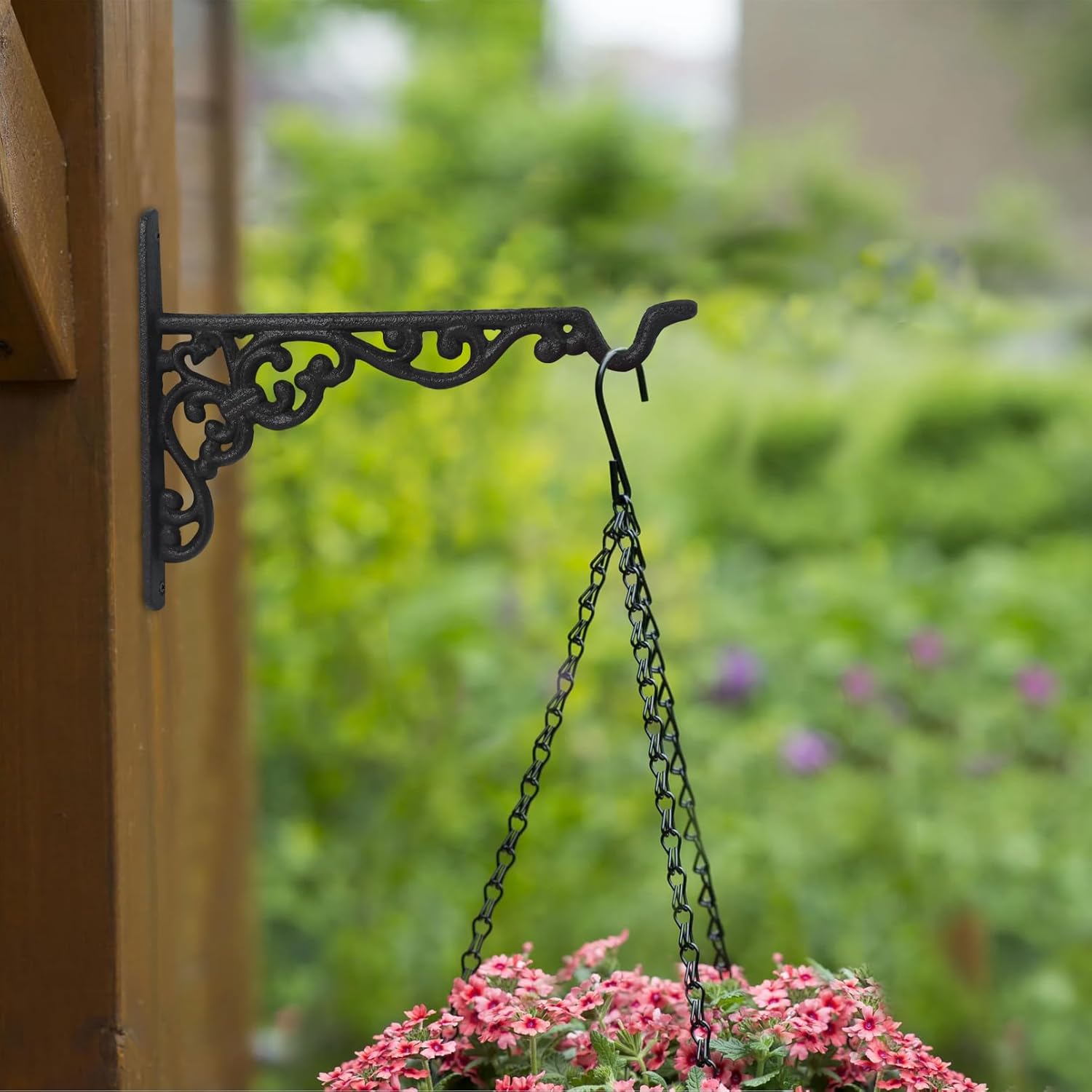 DreamsEden 2 Pack Vintage Cast Iron Wall Hook, Heavy Duty Plant Hanger Bracket for Flower Pots, Bird Feeders, Lanterns Wind Chimes, Outdoor Indoor Decorative Shelf with Screws